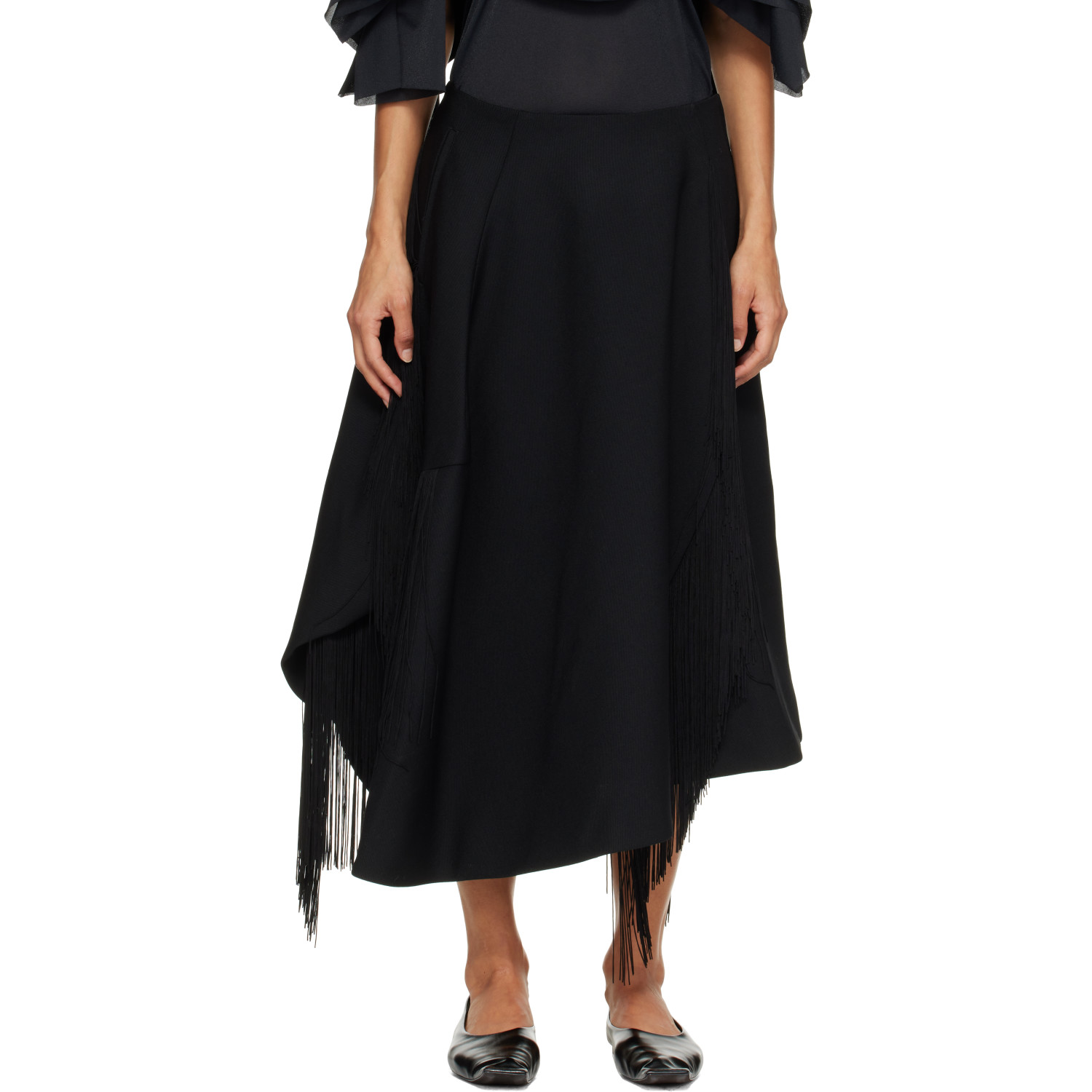 Comme des Garçons Black Fringe Midi Skirt