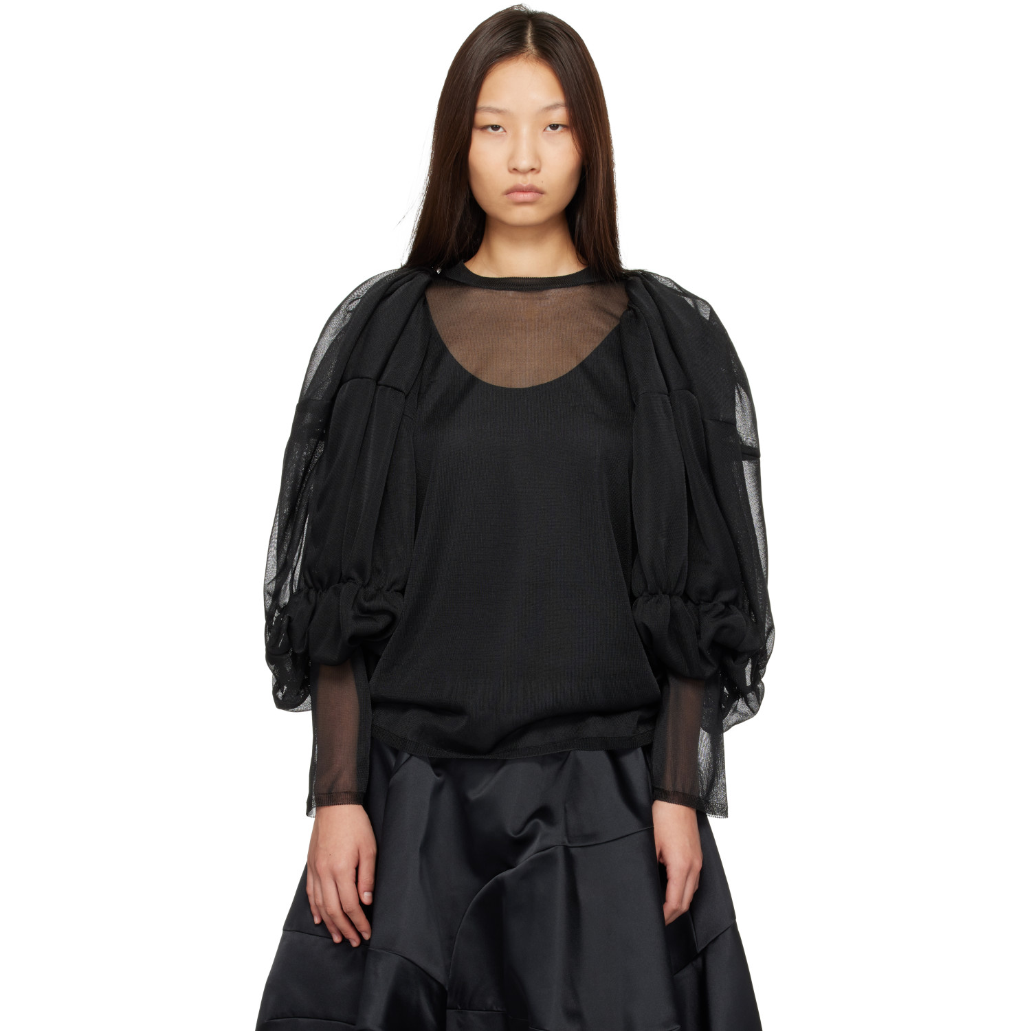 Comme des Garçons Black Sheer Balloon Sleeve Shirt