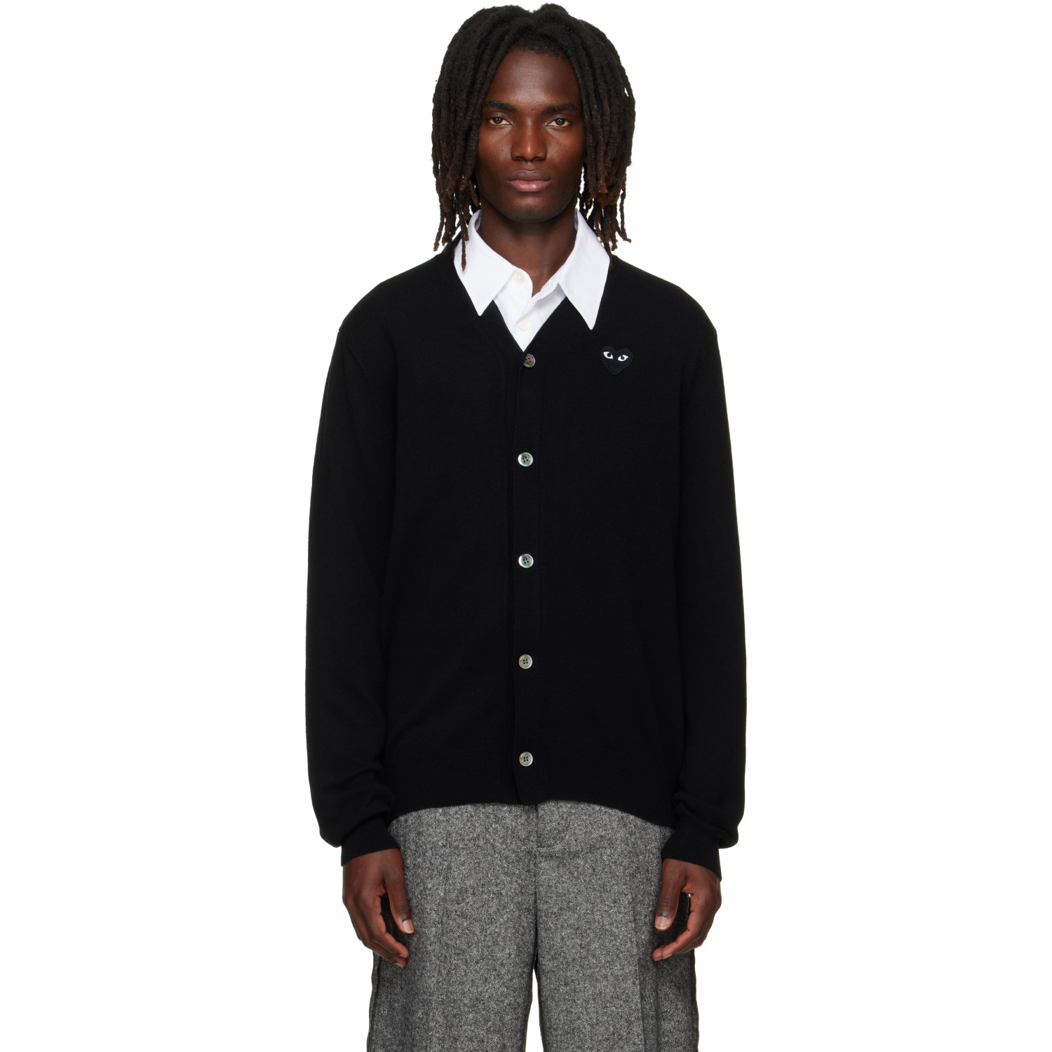 COMME des GARÇONS PLAY Black Heart Emblem V-Neck Cardigan