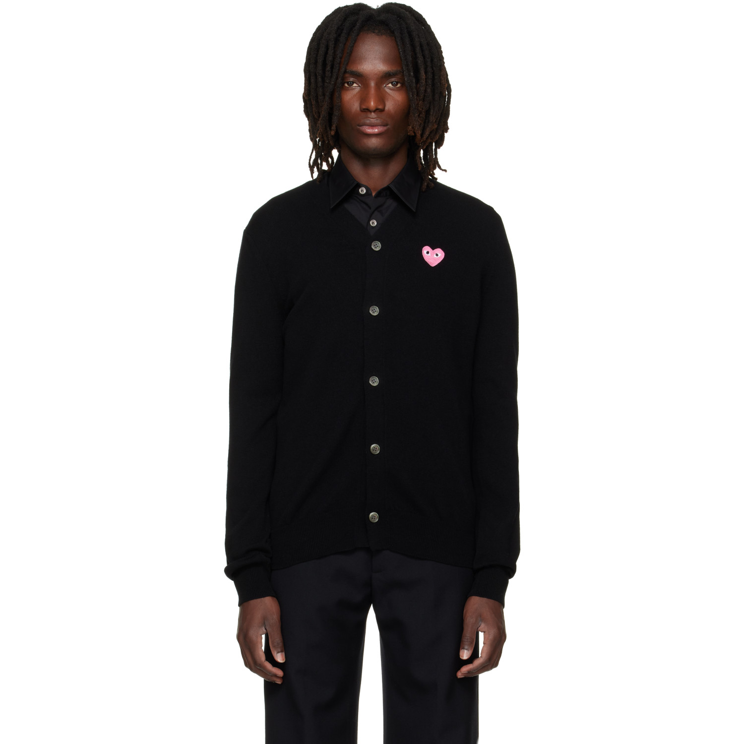 COMME des GARÇONS PLAY Black Heart Emblem V-Neck Cardigan