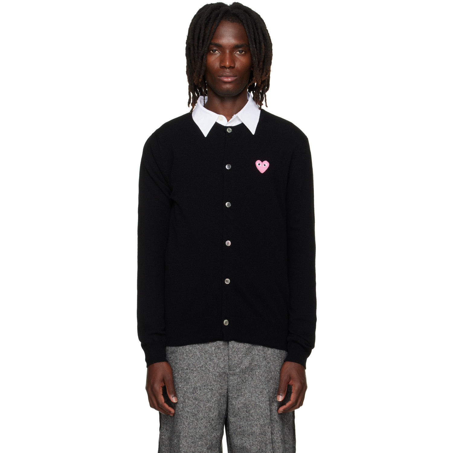 COMME des GARÇONS PLAY Black Heart Emblem Round Neck Cardigan