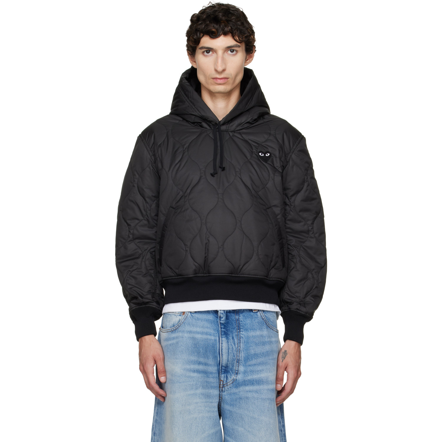 COMME des GARÇONS PLAY Black 'Black Heart Black Emblem' Hoodie