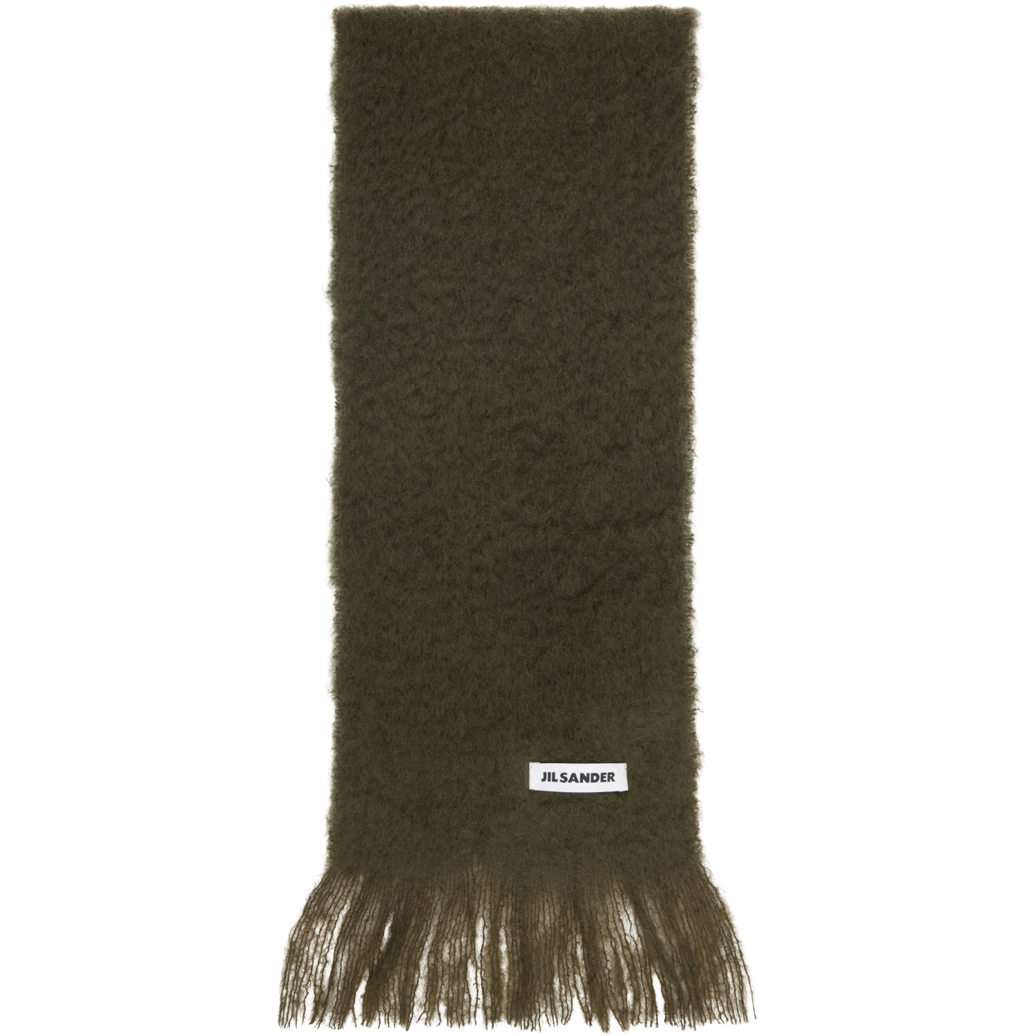 Jil Sander Green Plain Mohair Wool Scarf