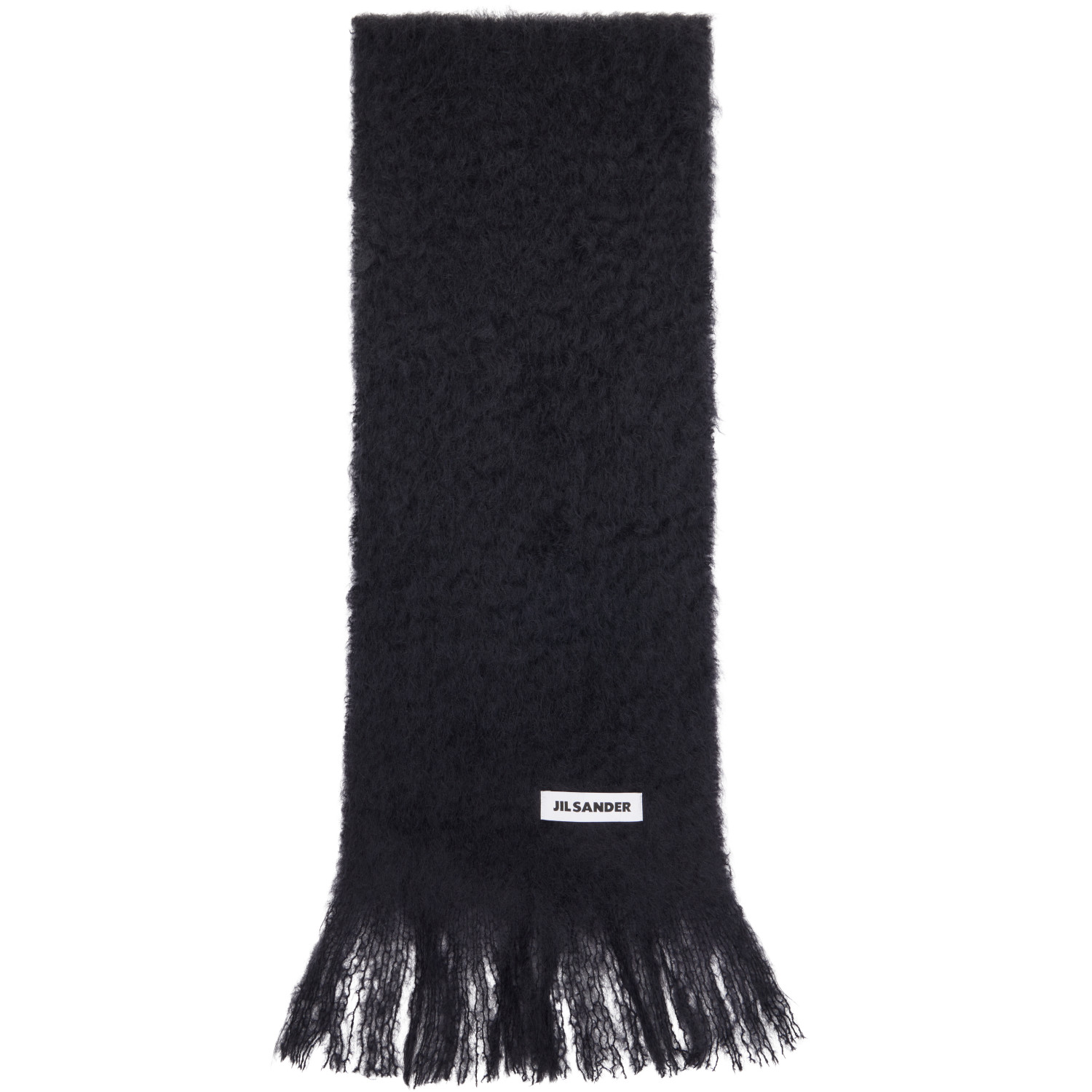 Jil Sander Black Plain Mohair Wool Scarf