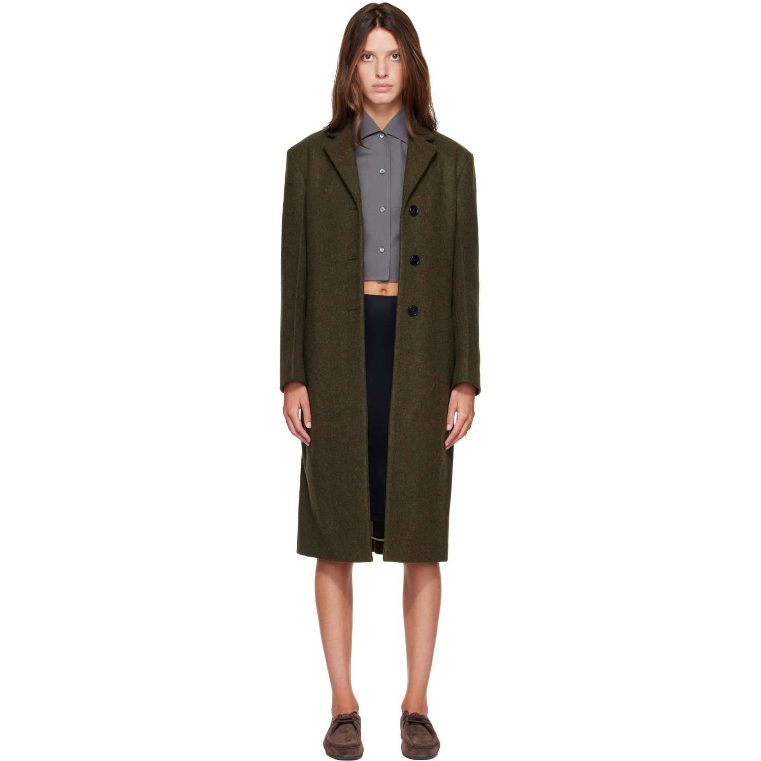 Jil Sander Khaki Loden Wool Coat
