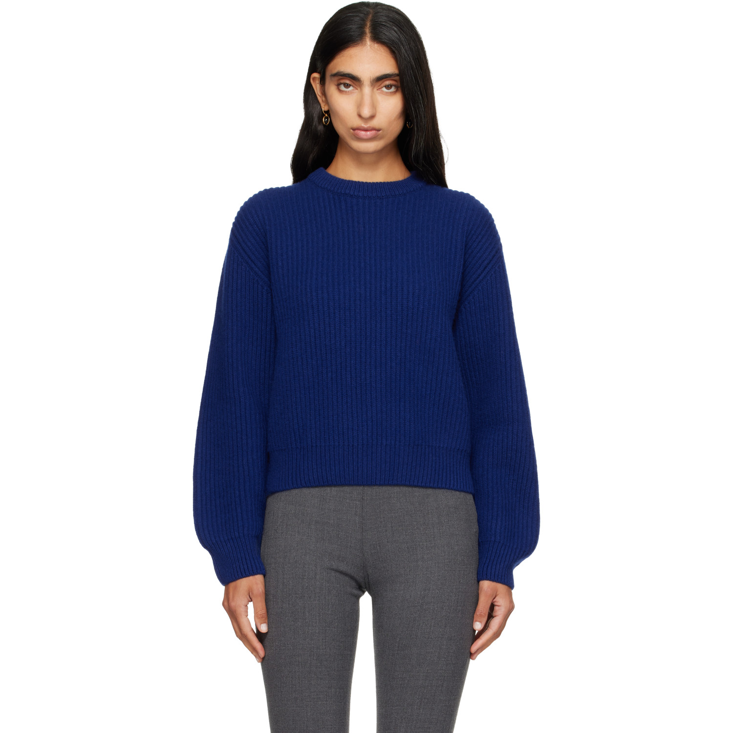 Jil Sander Blue Wool Crew-Neck Sweater