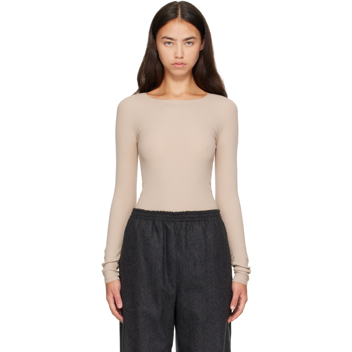Jil Sander Beige Ribbed T-shirt