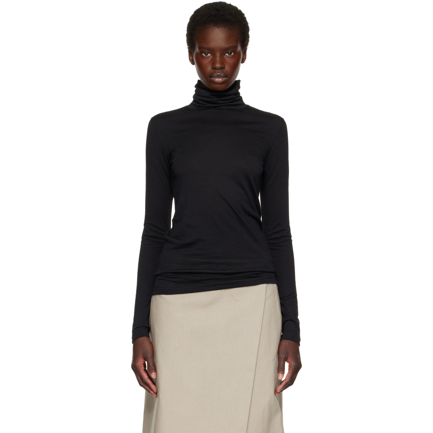 Jil Sander Black Wool Turtleneck