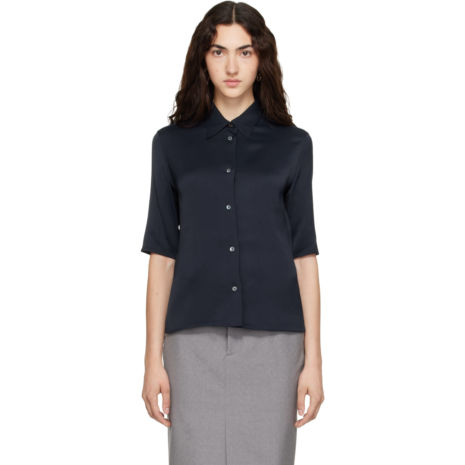 Jil Sander Navy Envers Satin Shirt