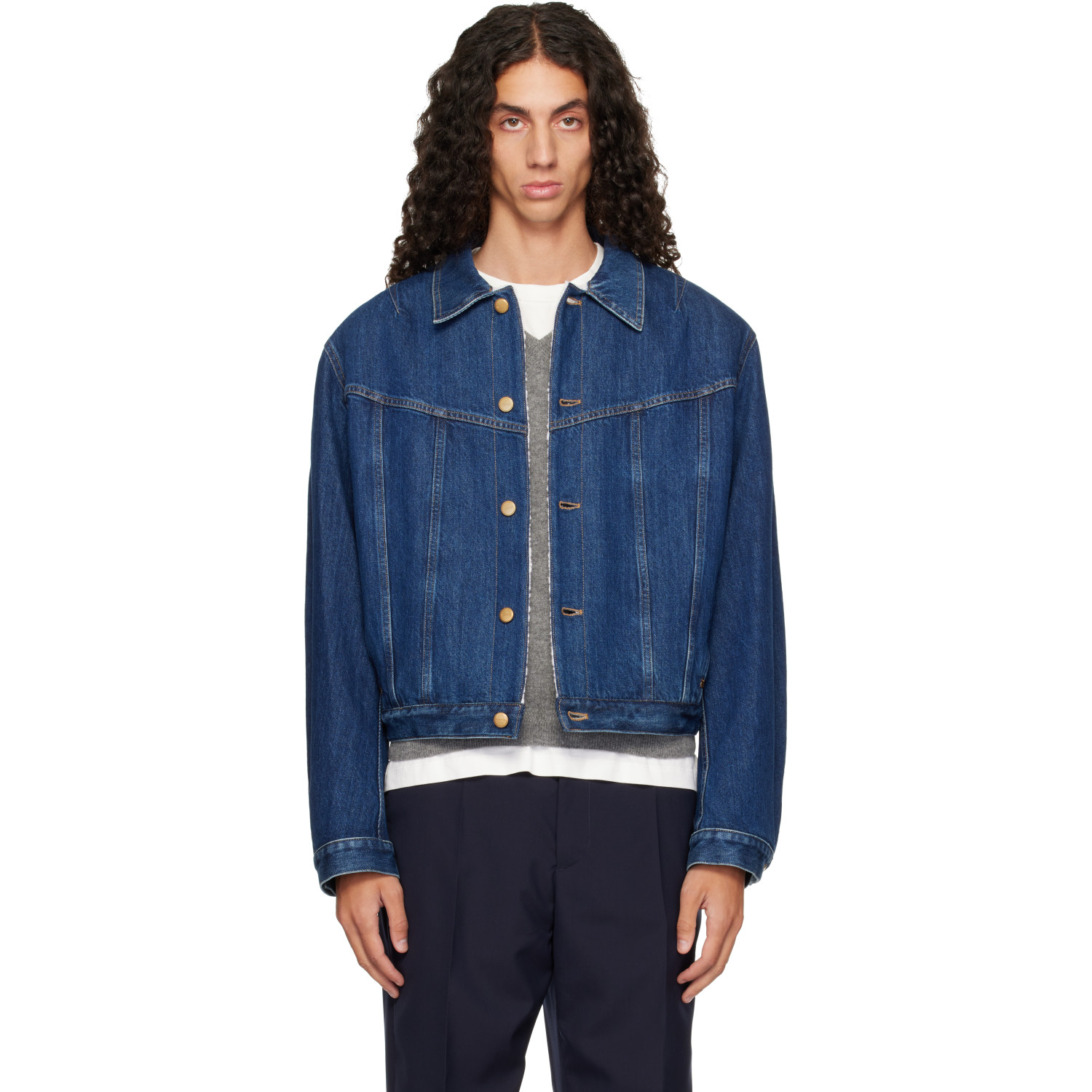 Jil Sander Blue Fleece-Lined Denim Jacket