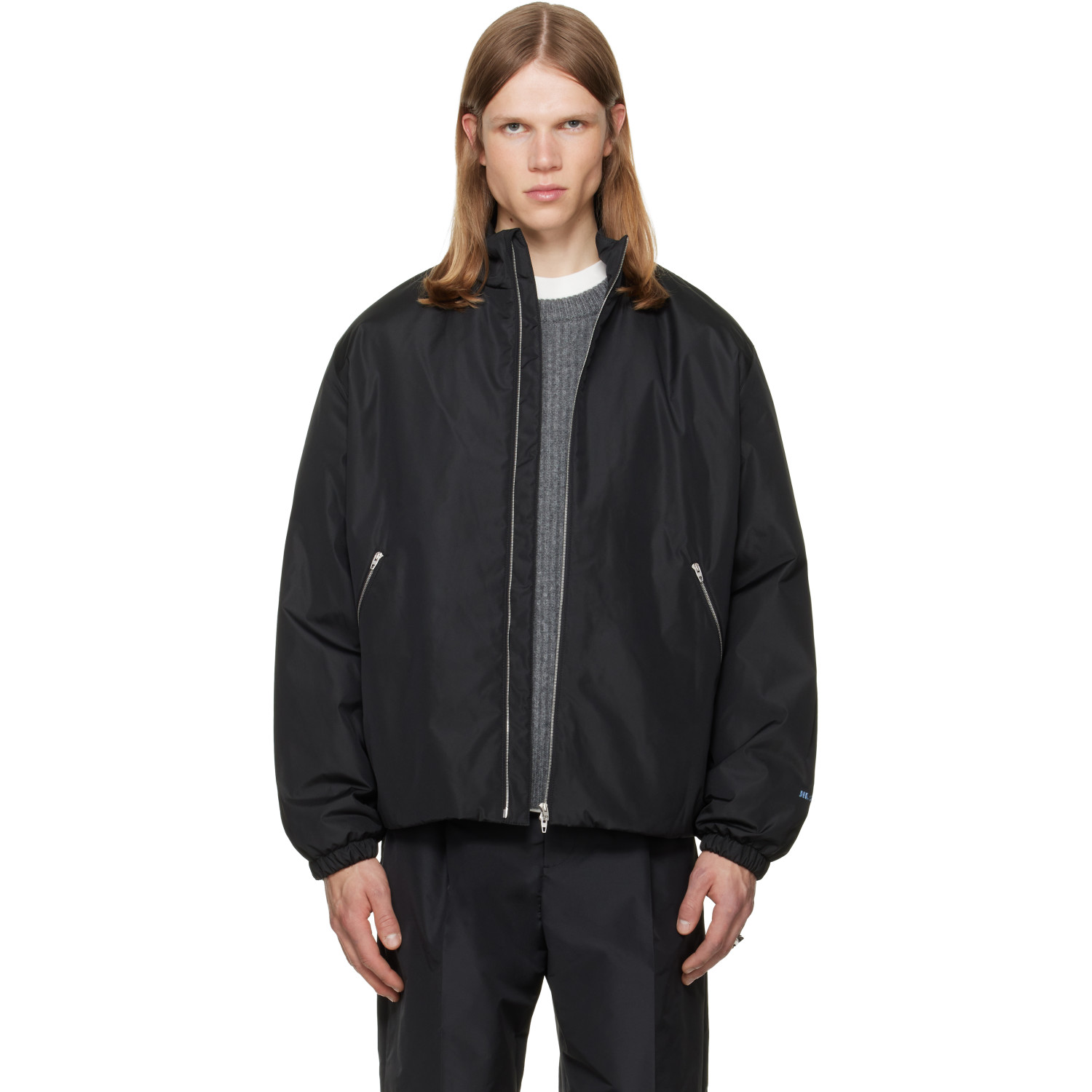 Jil Sander Black Taffeta Padded Blouson Jacket