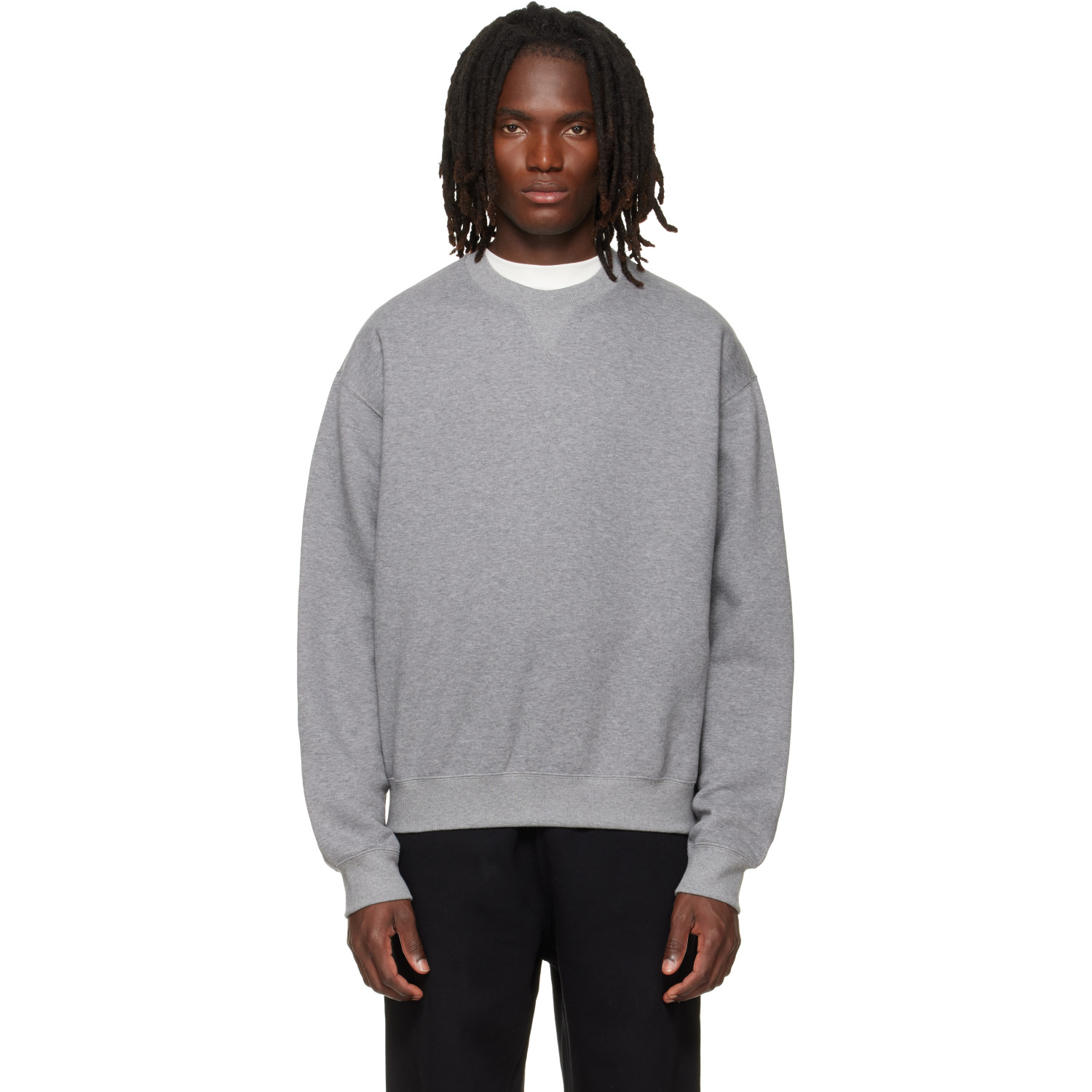 Jil Sander Gray Cotton Crew-Neck Sweatshirt