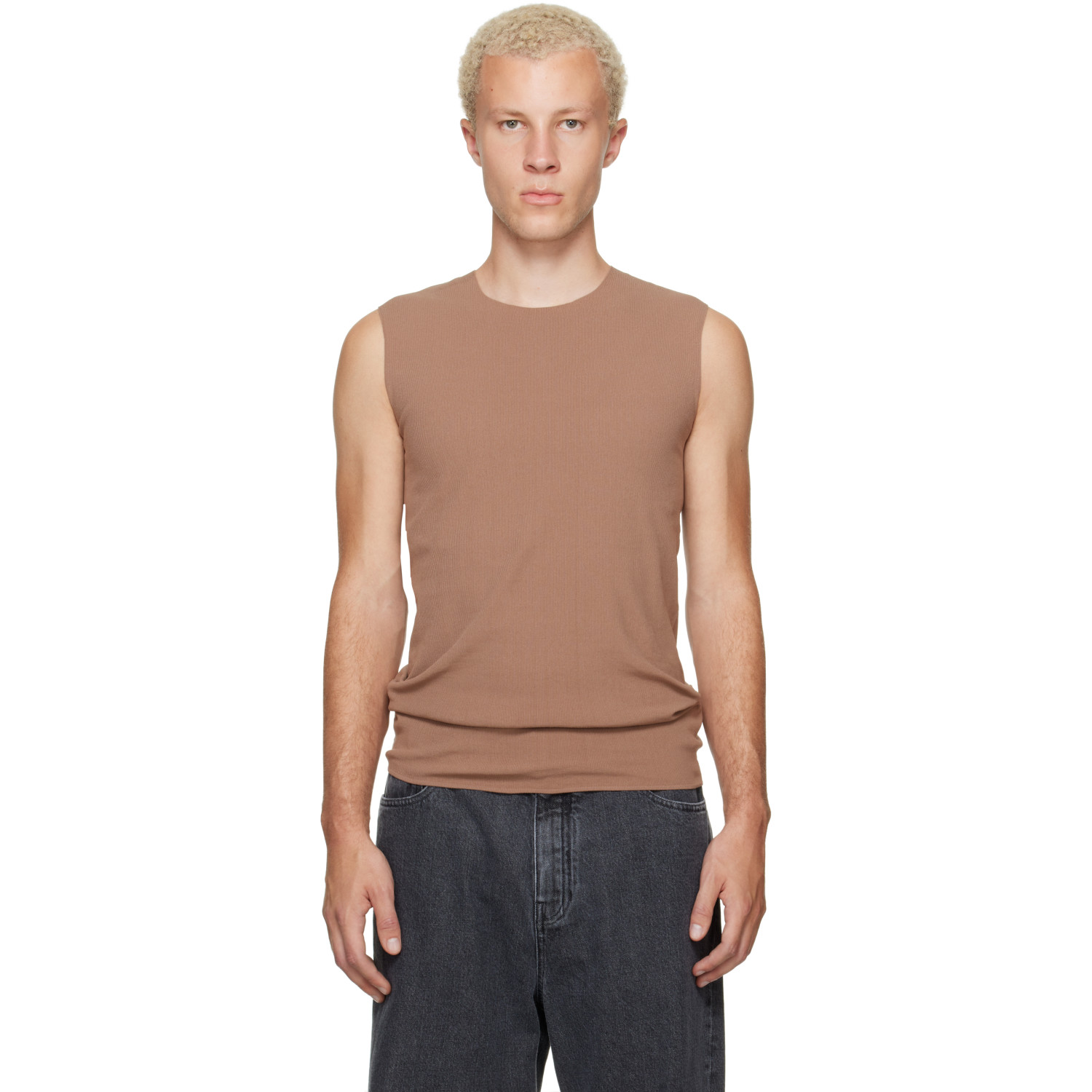 Jil Sander Tan Ribbed Tank Top