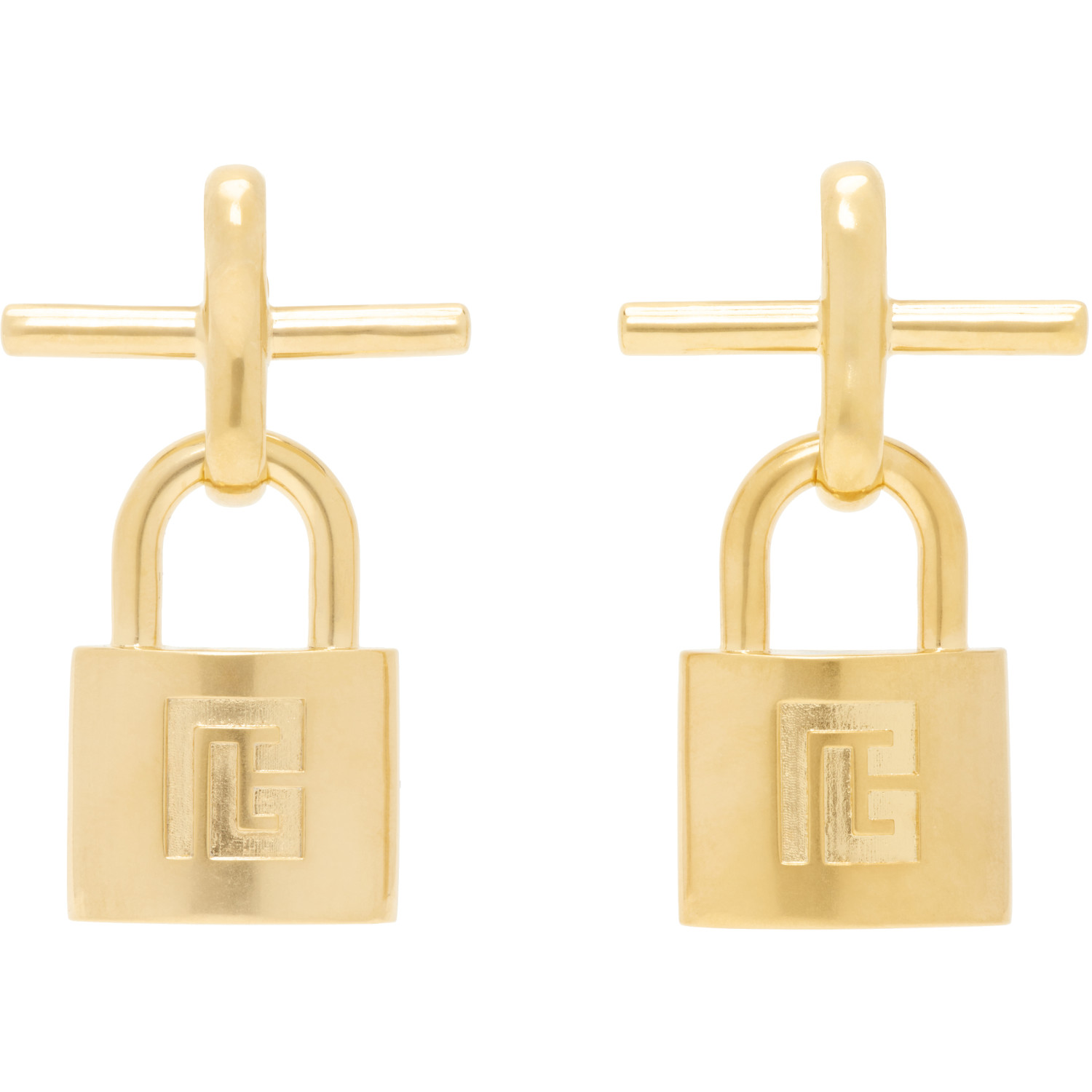 BALMAIN Brass Pulse Padlock Earrings