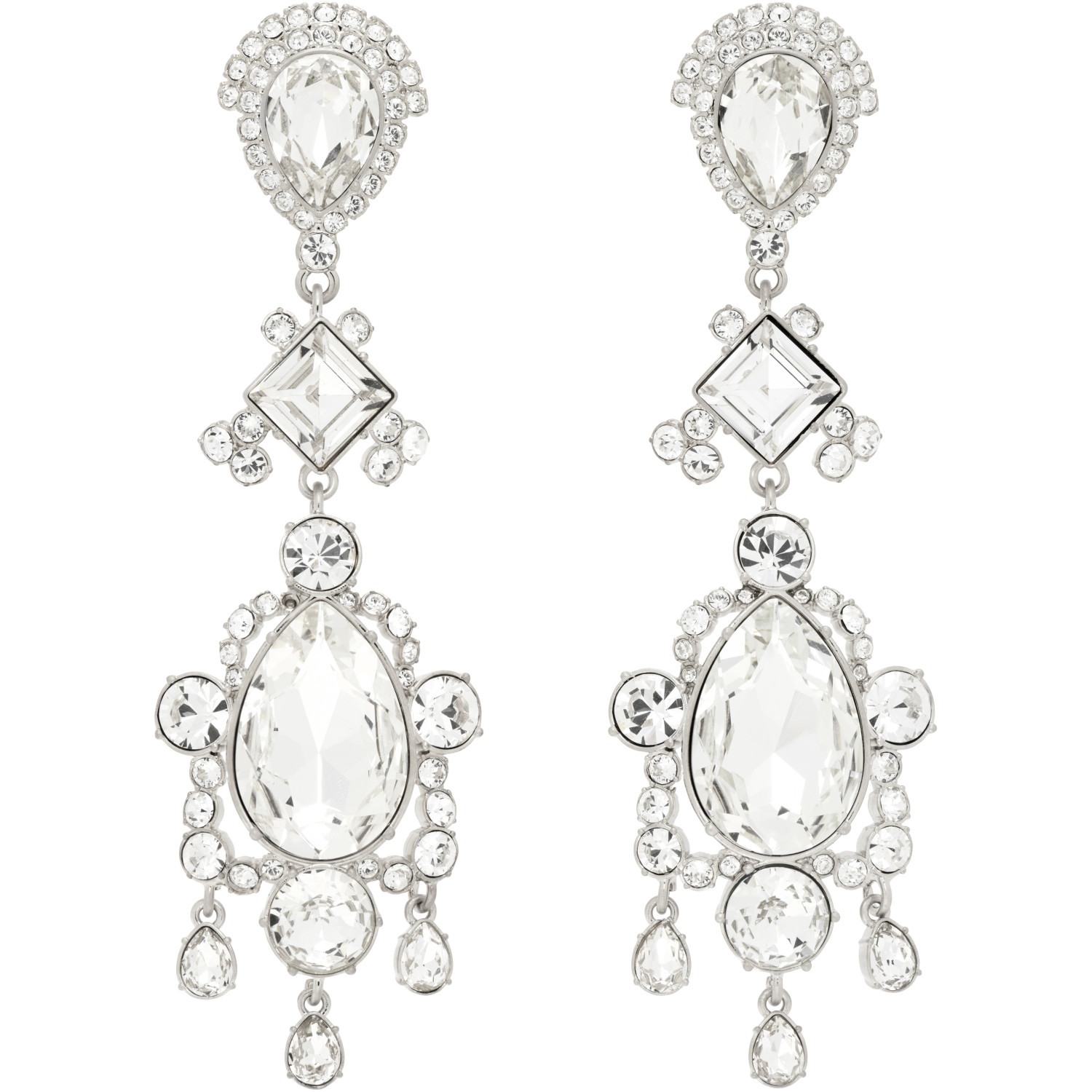 BALMAIN Brass & Crystal Pendant Earrings