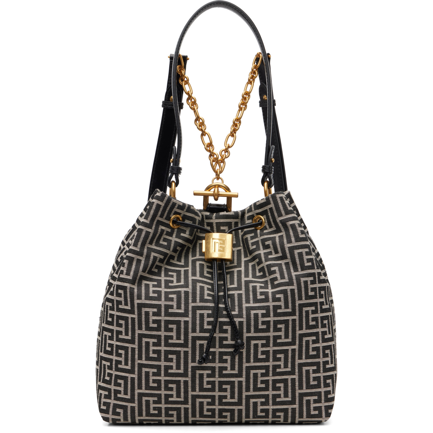 BALMAIN Black Pulse Monogram Jacquard Backpack