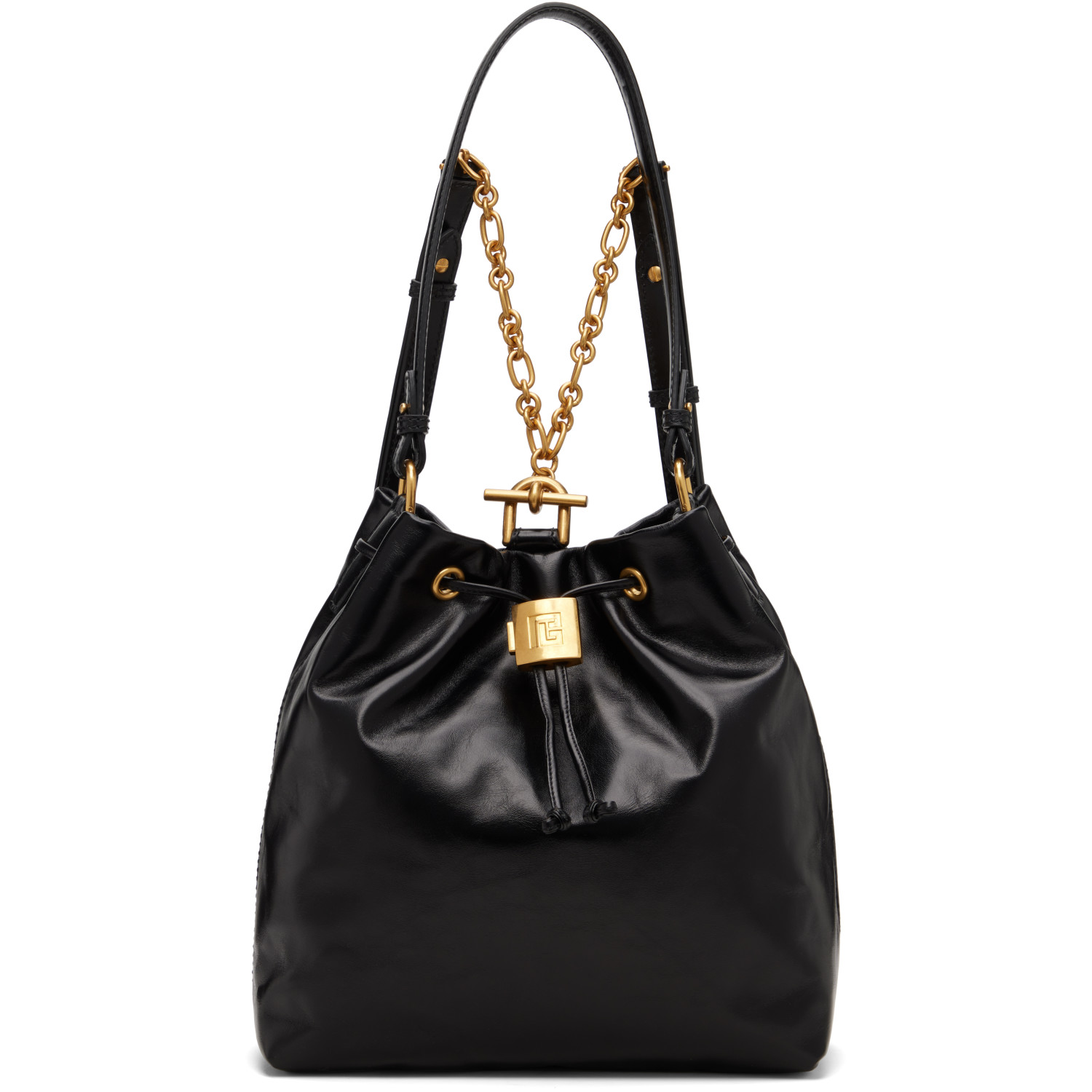 BALMAIN Black Pulse Calfskin Leather Backpack