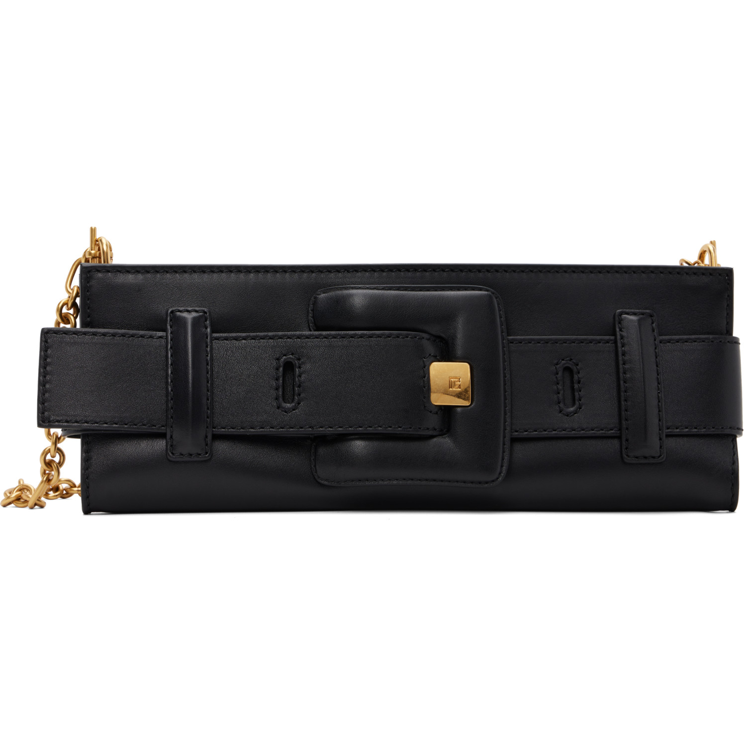 BALMAIN Black Anthem Smooth Leather Clutch