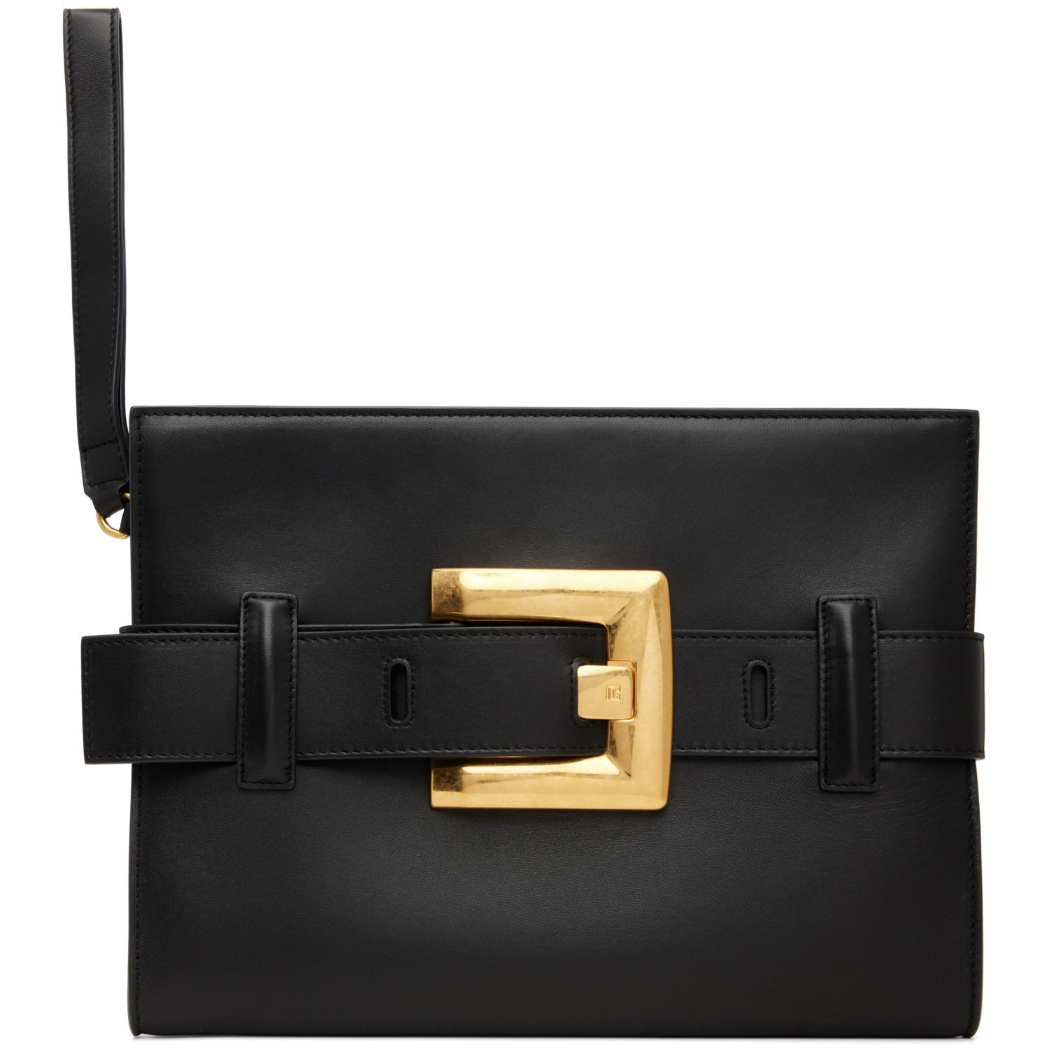 BALMAIN Black Anthem Smooth Leather Clutch