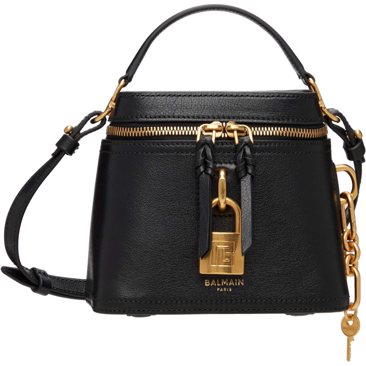 BALMAIN Black Pulse Vanity Leather Bag