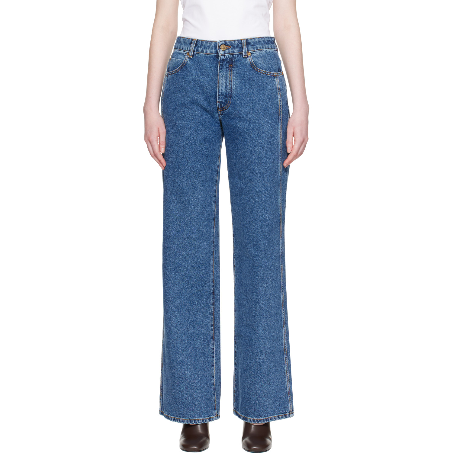 BALMAIN Blue Straight Denim Jeans