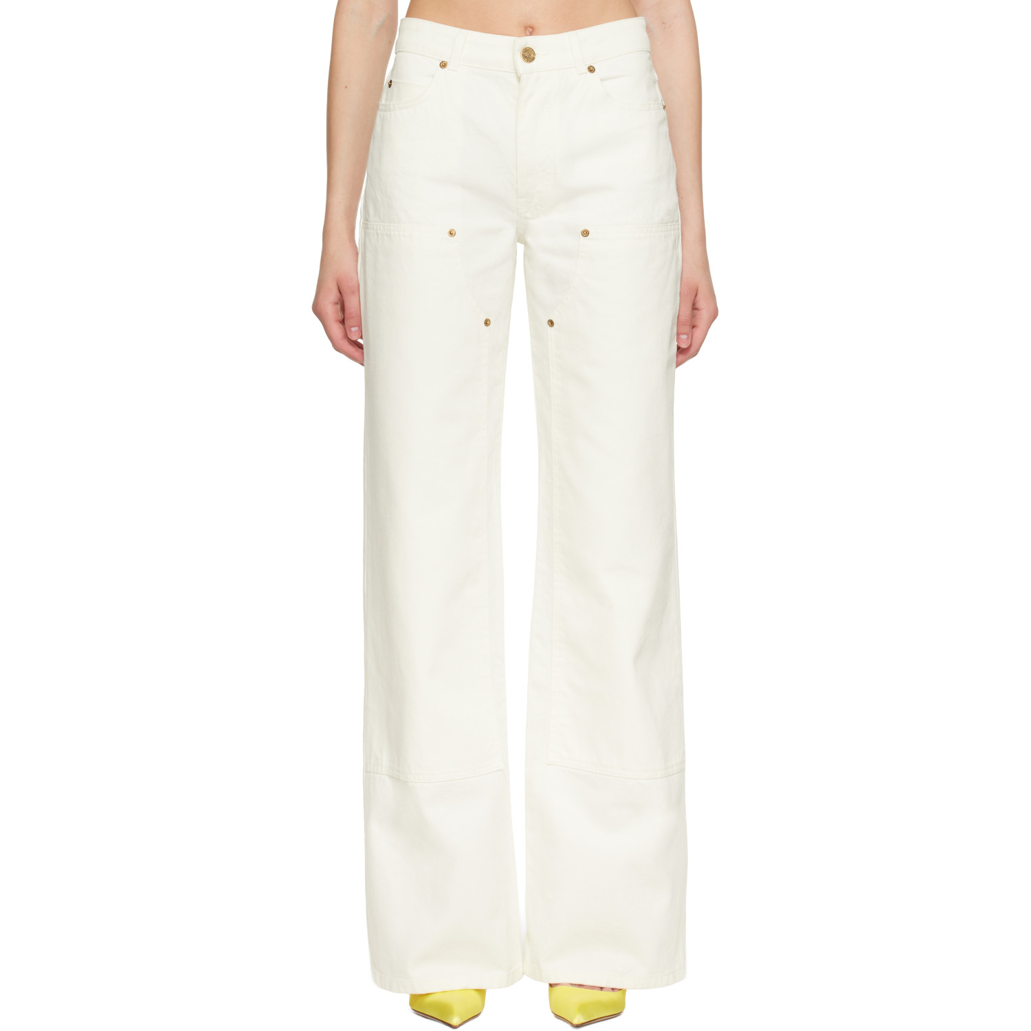 BALMAIN Off-White Loose-Fit Denim Jeans