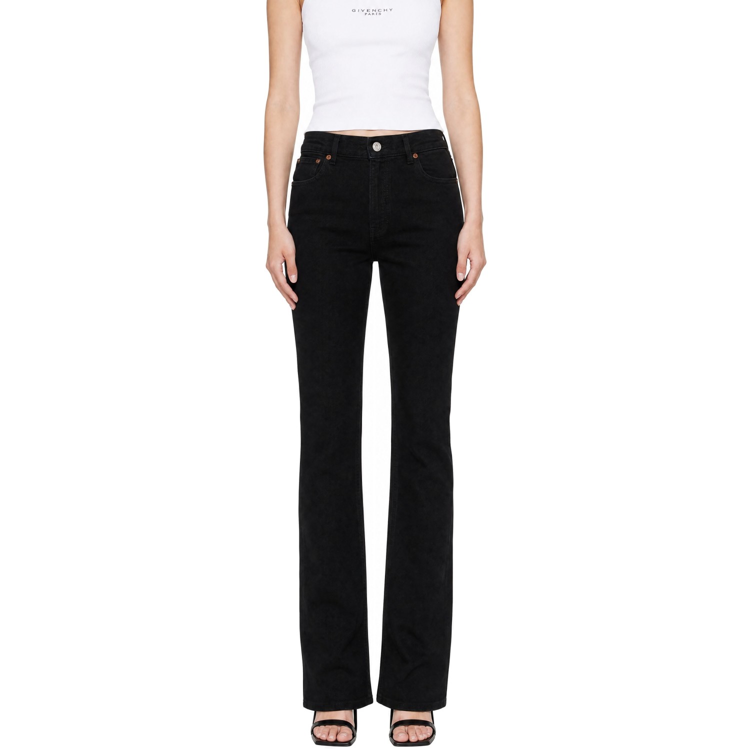 BALMAIN Black High Waisted Slim Fit Denim Jeans