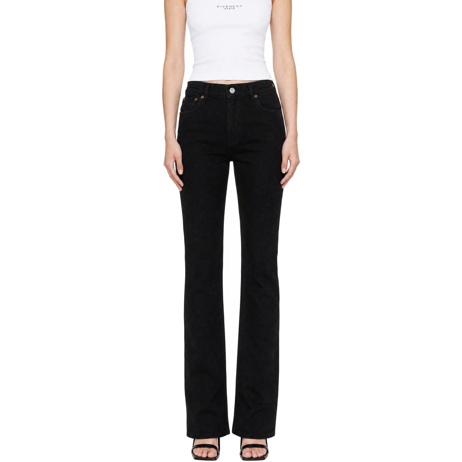 BALMAIN Black High Waisted Slim Fit Denim Jeans