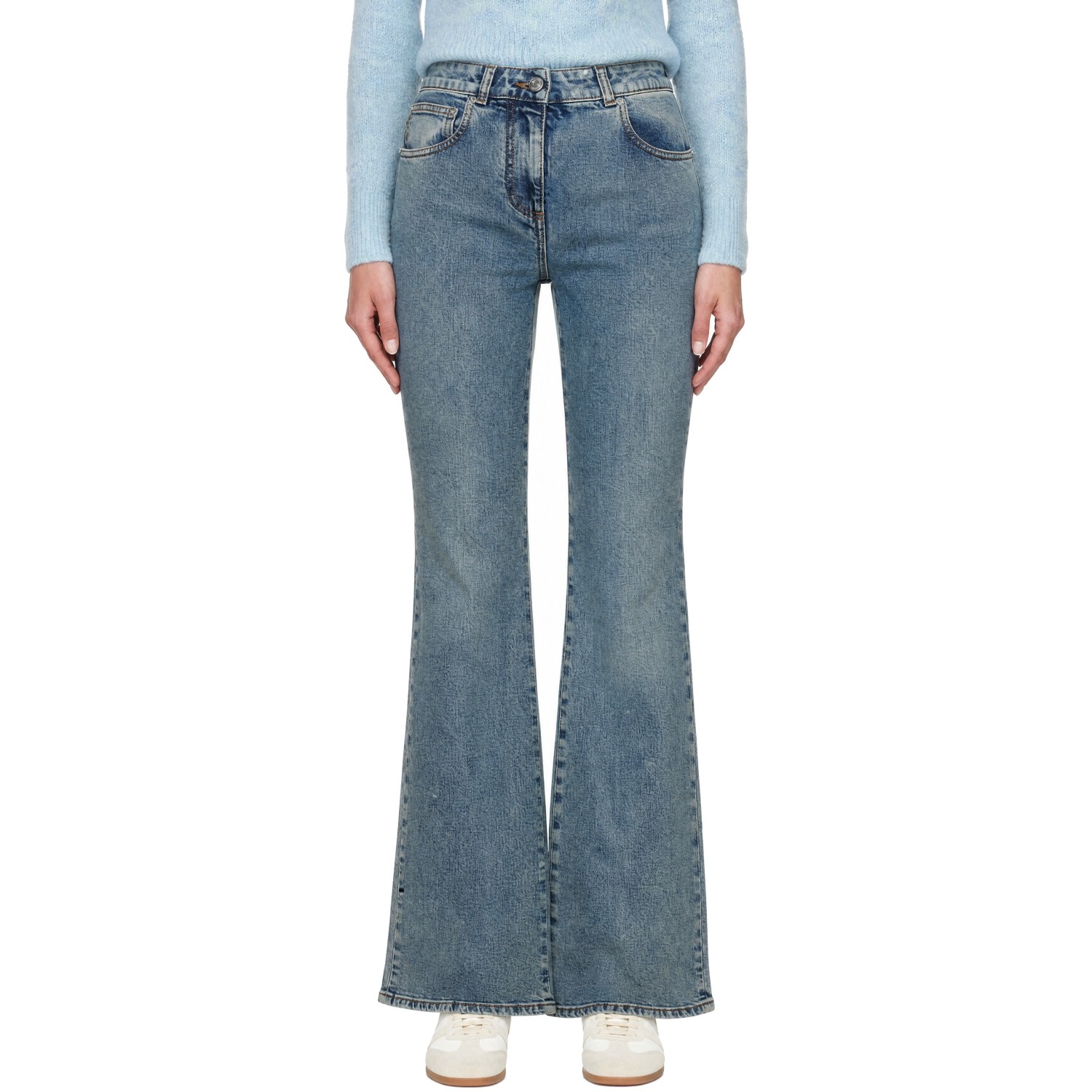 BALMAIN Blue Bootcut Faded Denim Jeans