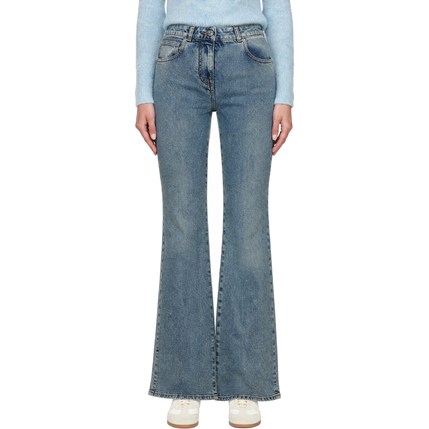 BALMAIN Blue Bootcut Faded Denim Jeans