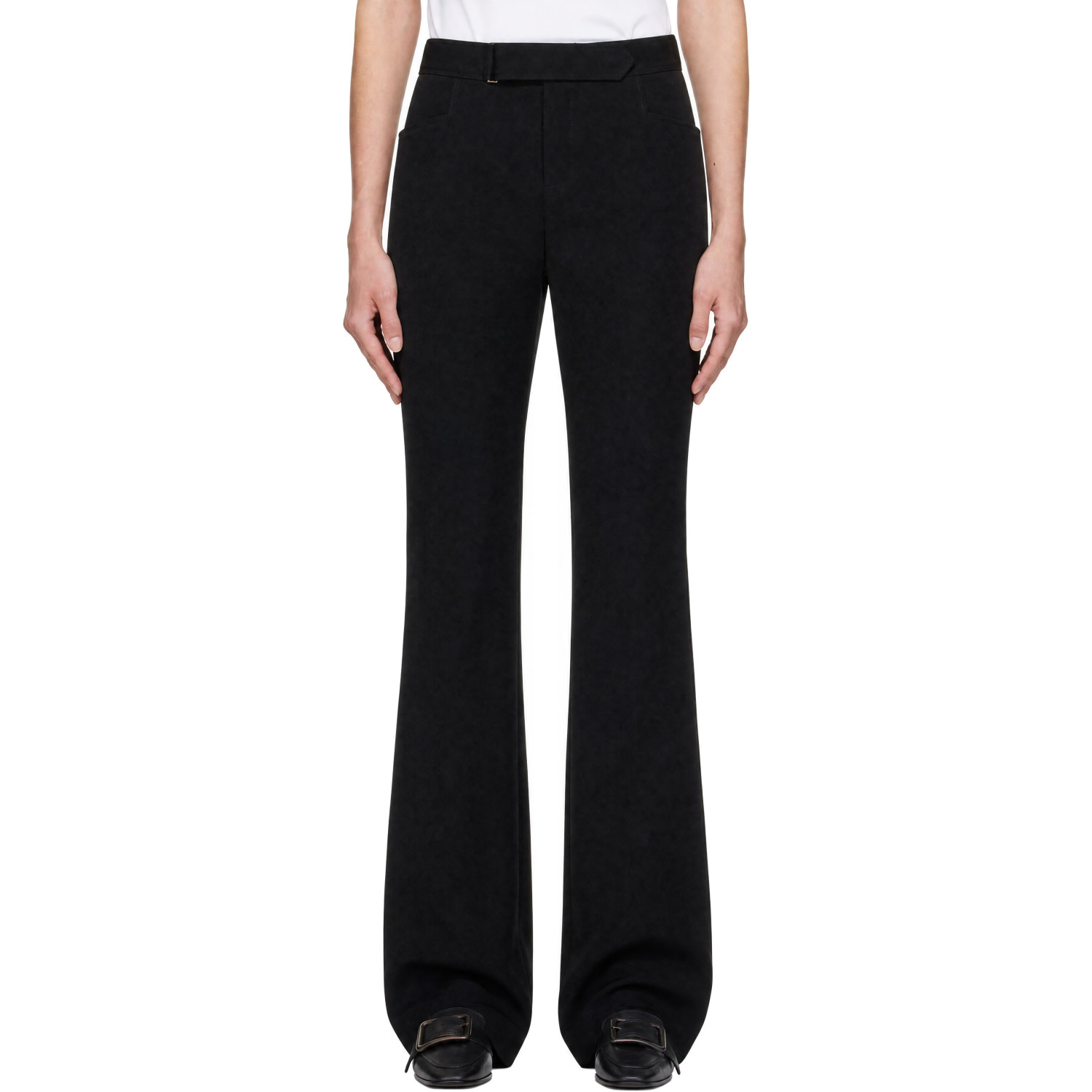 BALMAIN Black Grain De Poudre Tailored Trousers
