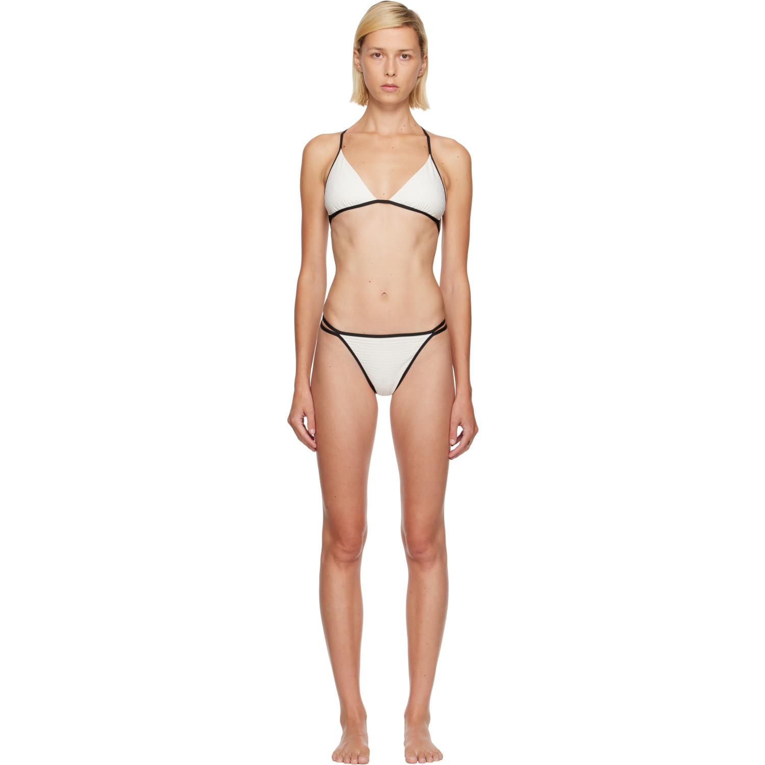 BALMAIN Off-White Monogram Lycra Bikini