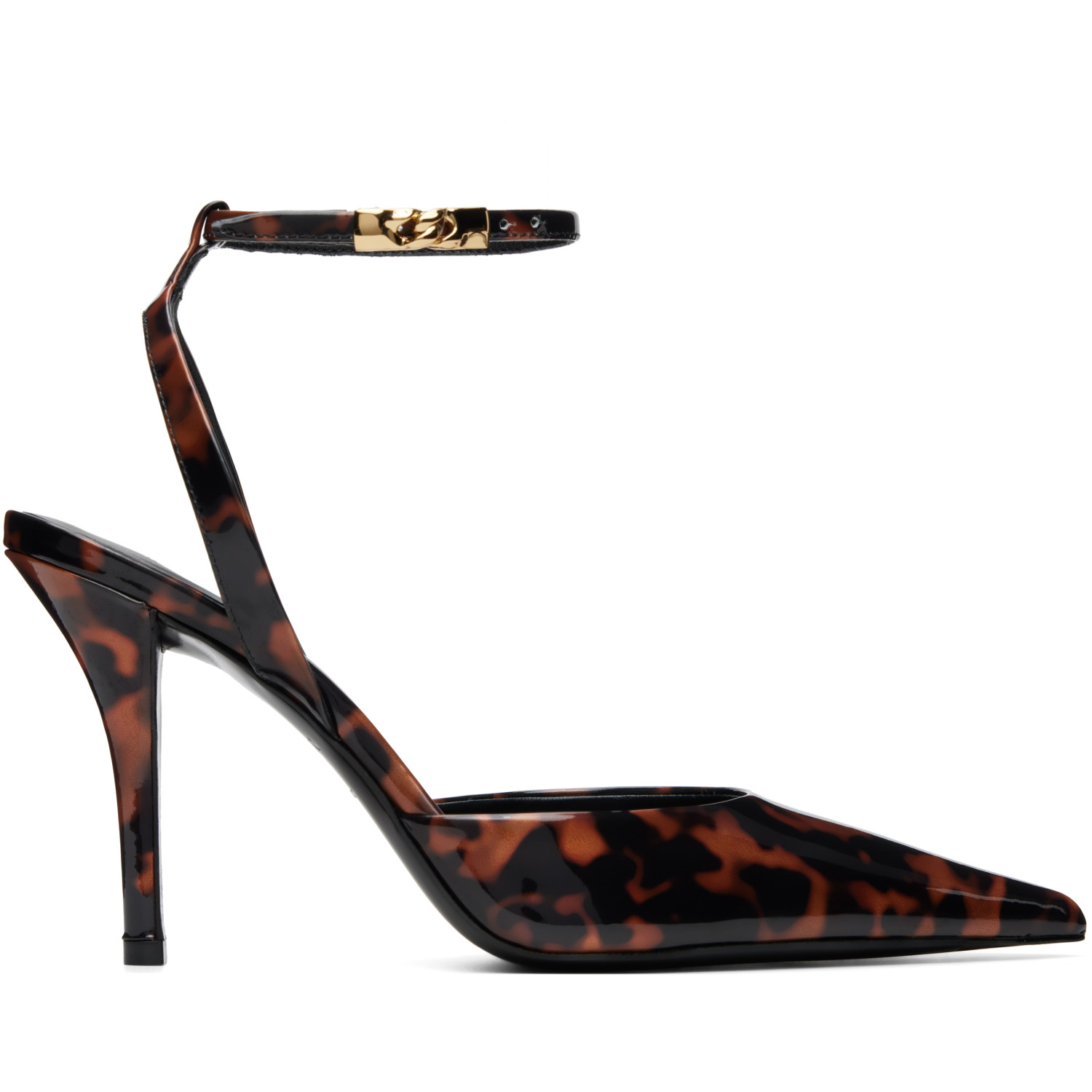 BALMAIN Brown Printed Patent Leather Strappy Heels