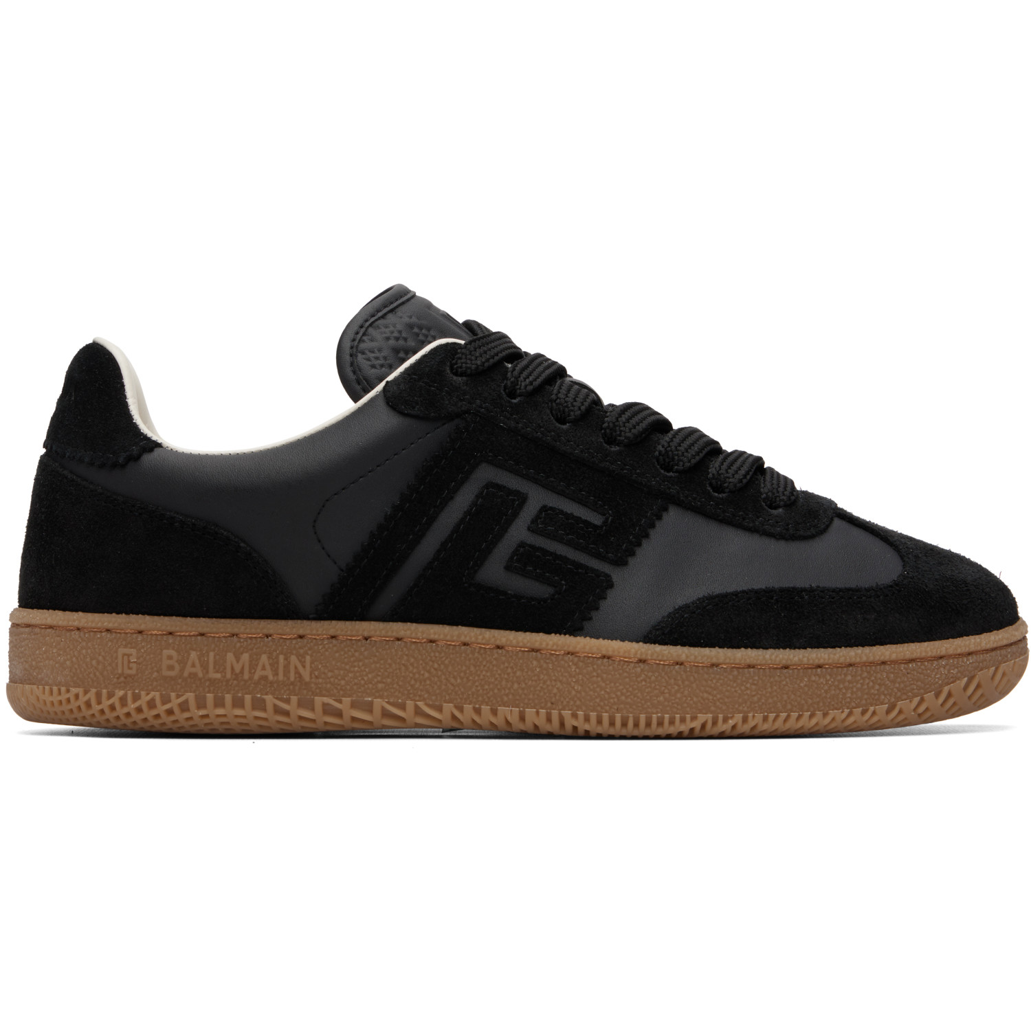 BALMAIN Black Suede & Smooth Leather 'Balmain Swan' Sneakers
