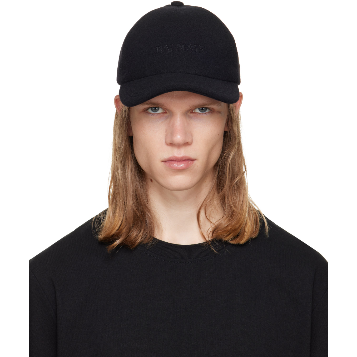 BALMAIN Black Wool Cap