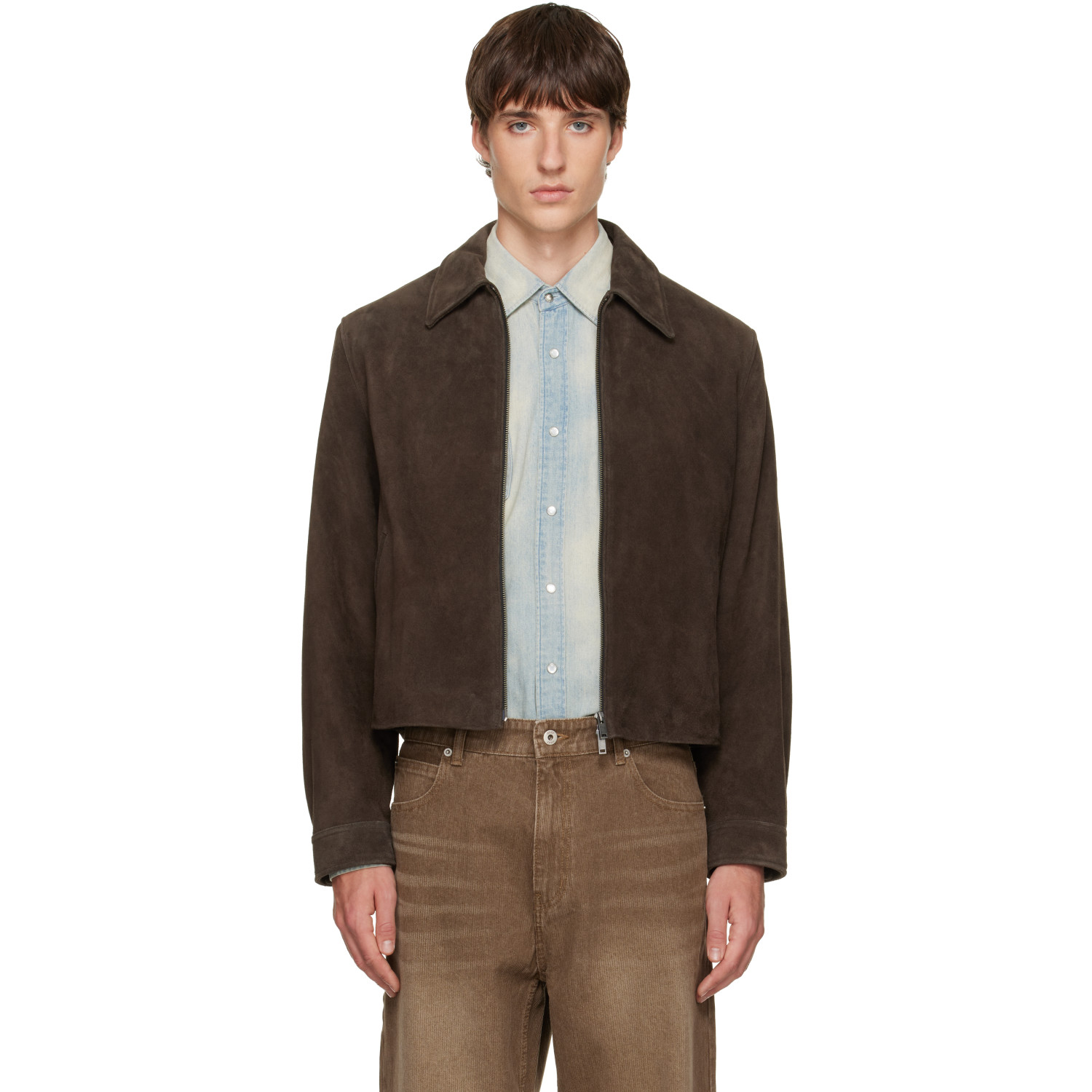 Tonywack Brown Split Zippered Suede Jacket