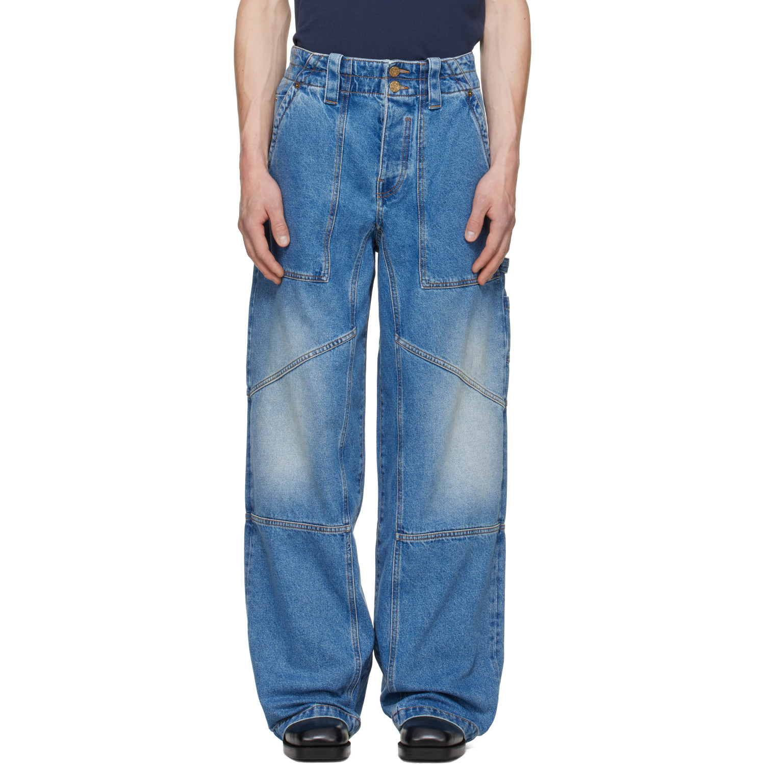 BALMAIN Blue Denim Carpenter Jeans