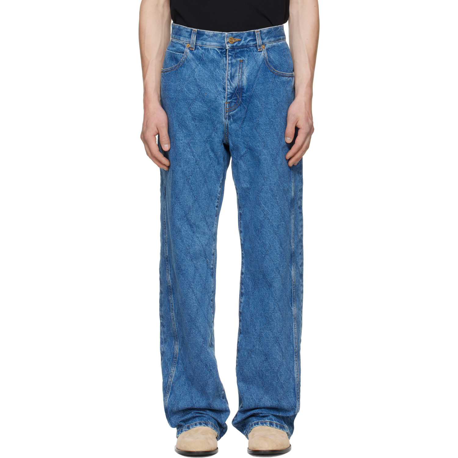 BALMAIN Blue Loose Denim Jeans