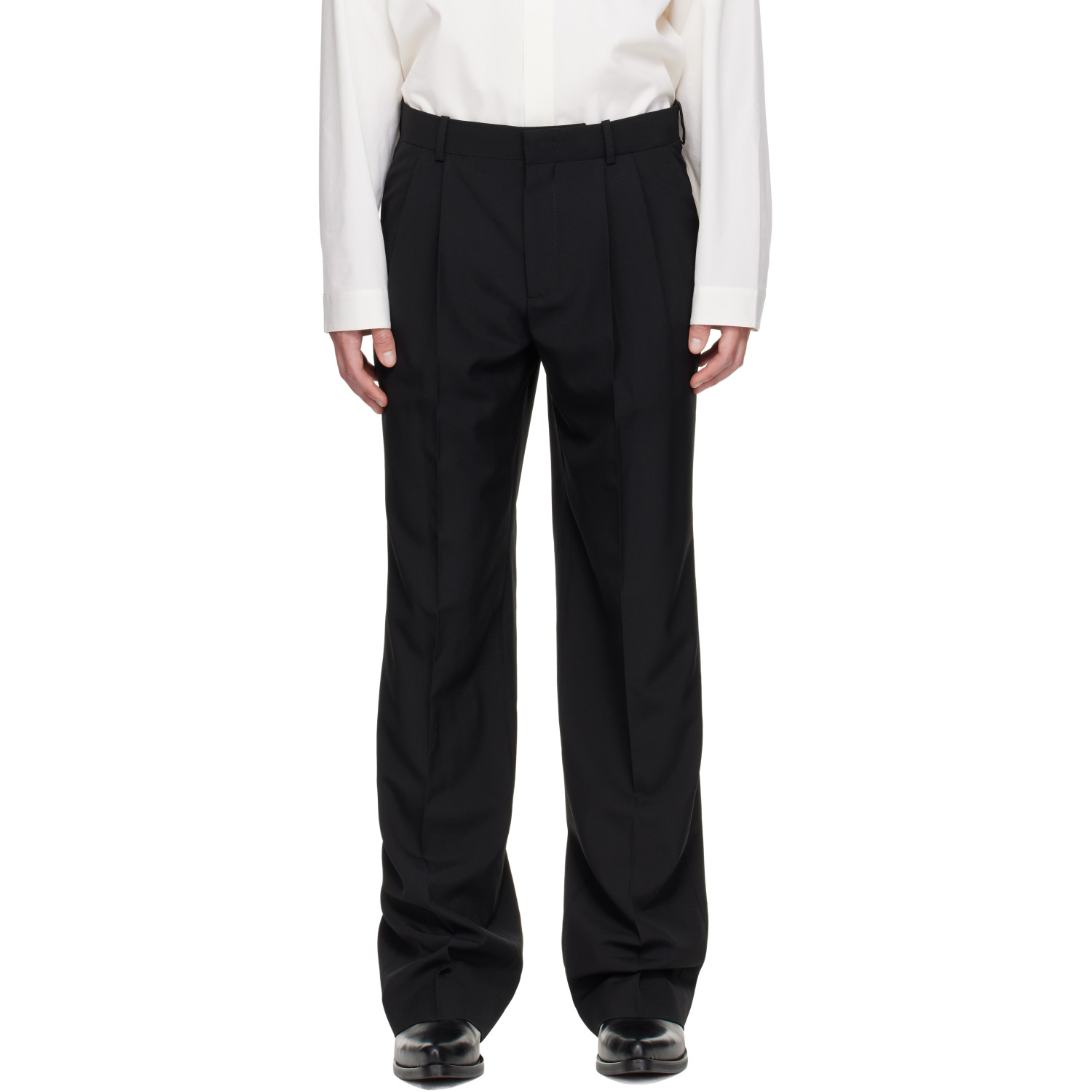 BALMAIN Black Wool Trousers