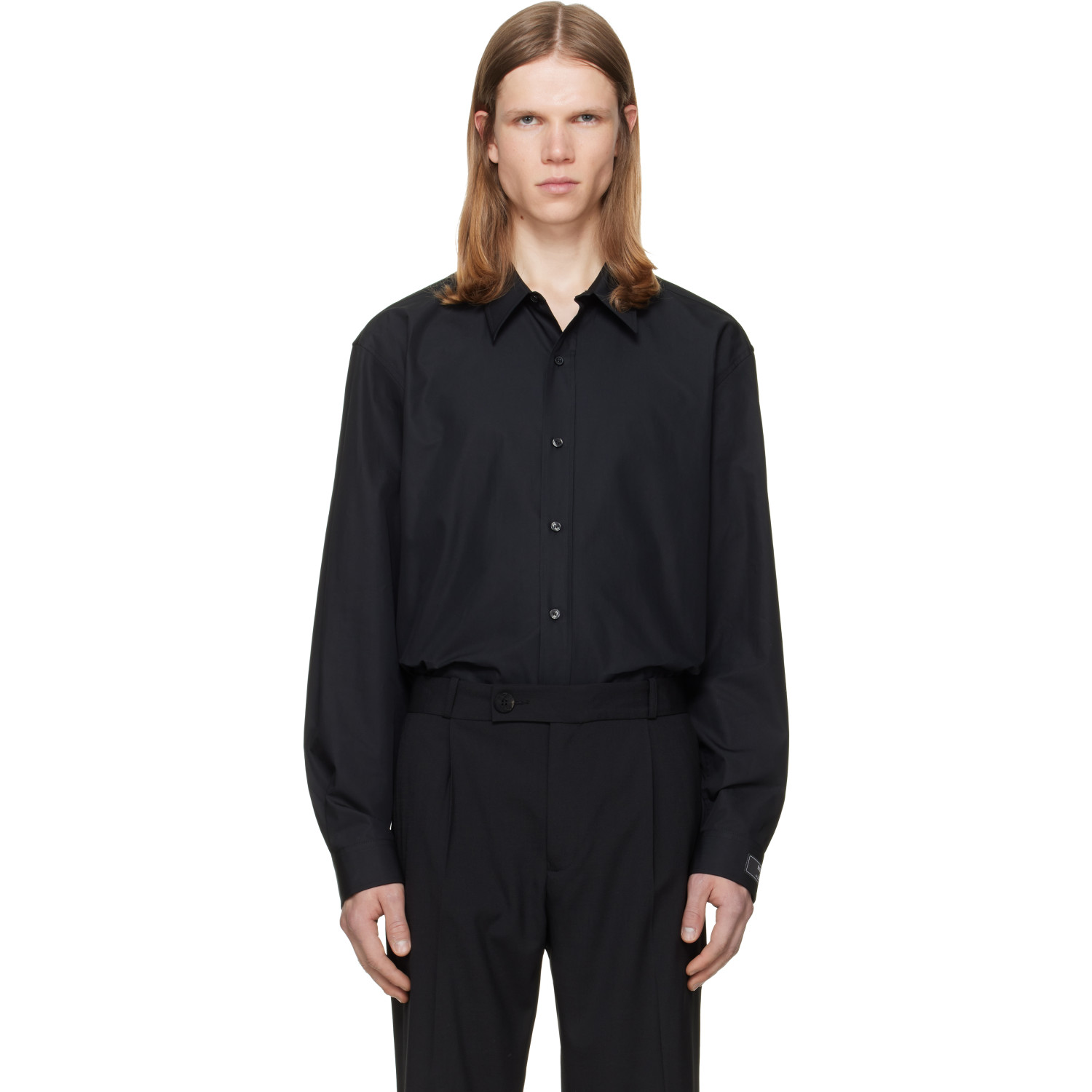 BALMAIN Black 'Balmain Paris' Cotton Poplin Shirt