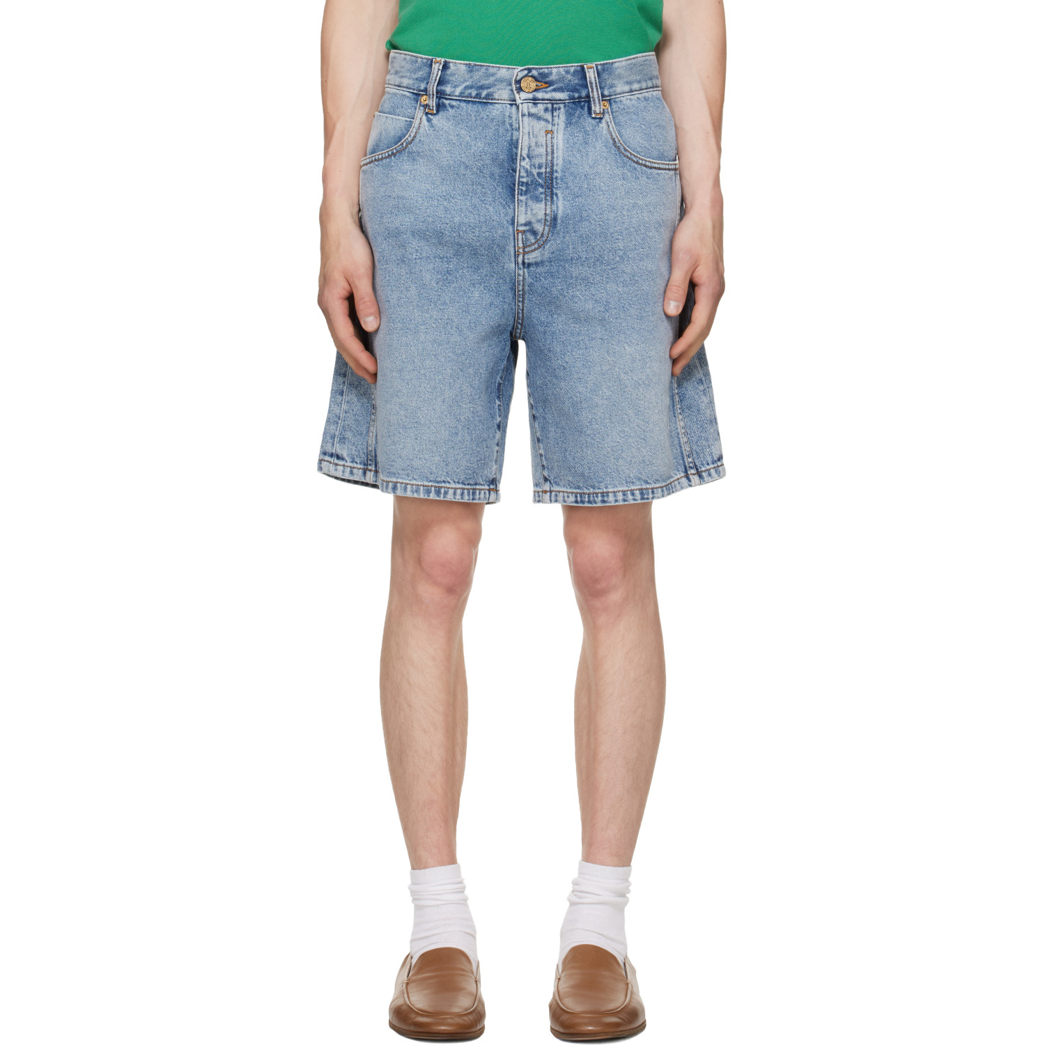 BALMAIN Blue Bermuda Denim Shorts