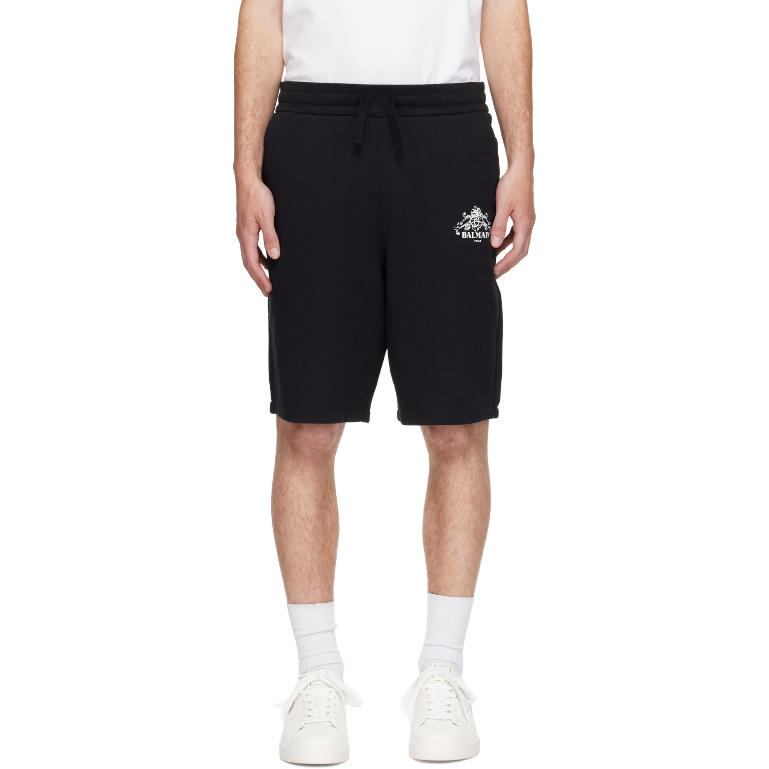 BALMAIN Black 'Balmain' Vine Print Sweat Shorts