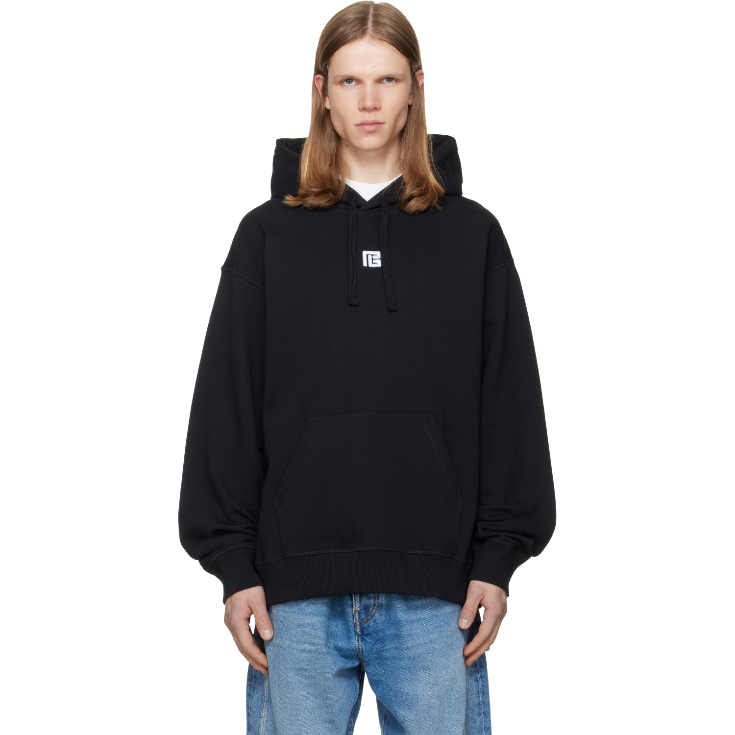 BALMAIN Black Embroidered Hoodie
