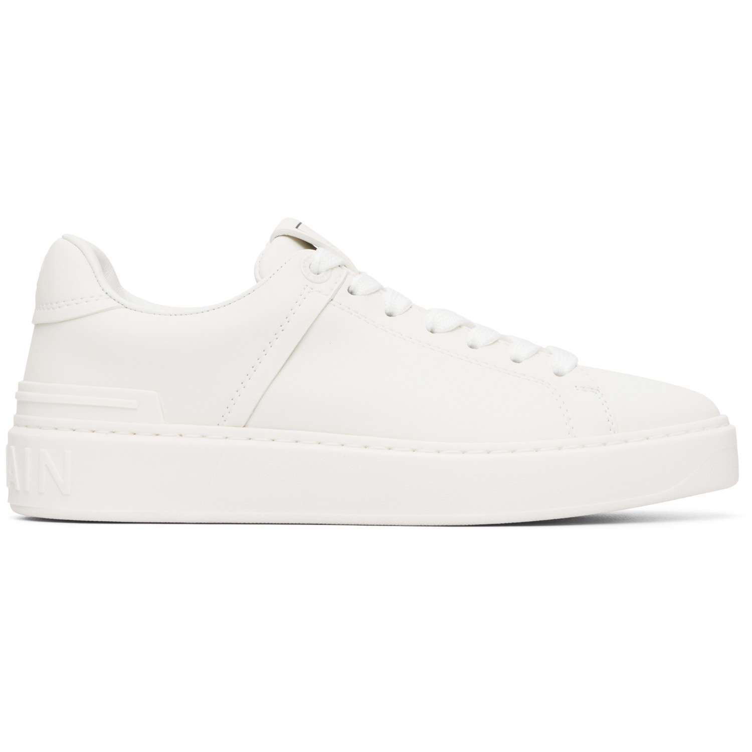 BALMAIN White B-Court Calfskin Sneakers