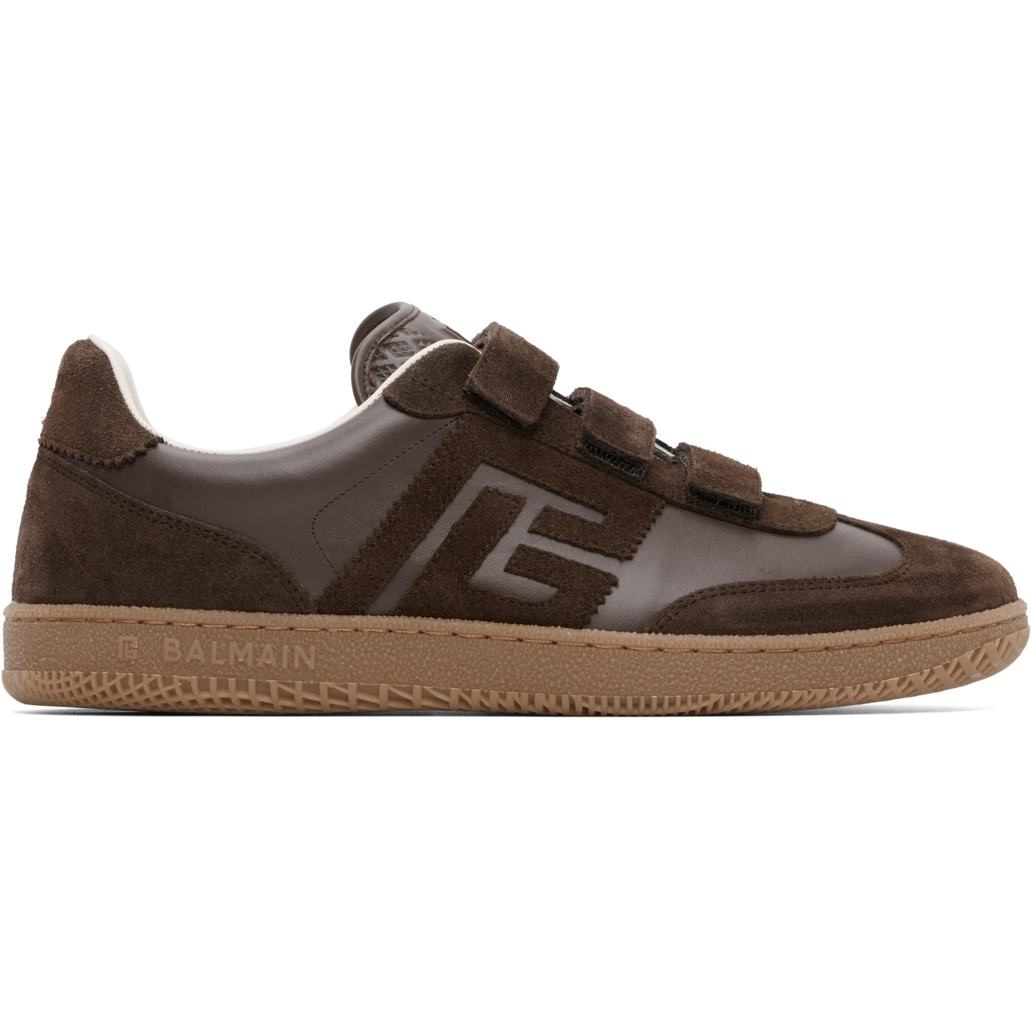 BALMAIN Brown 'Balmain Swan' Suede Sneakers