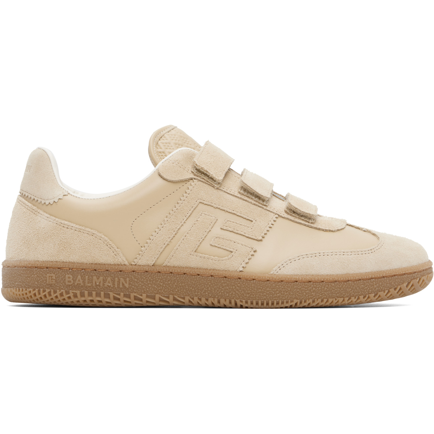 BALMAIN Beige 'Balmain Swan' Suede Sneakers