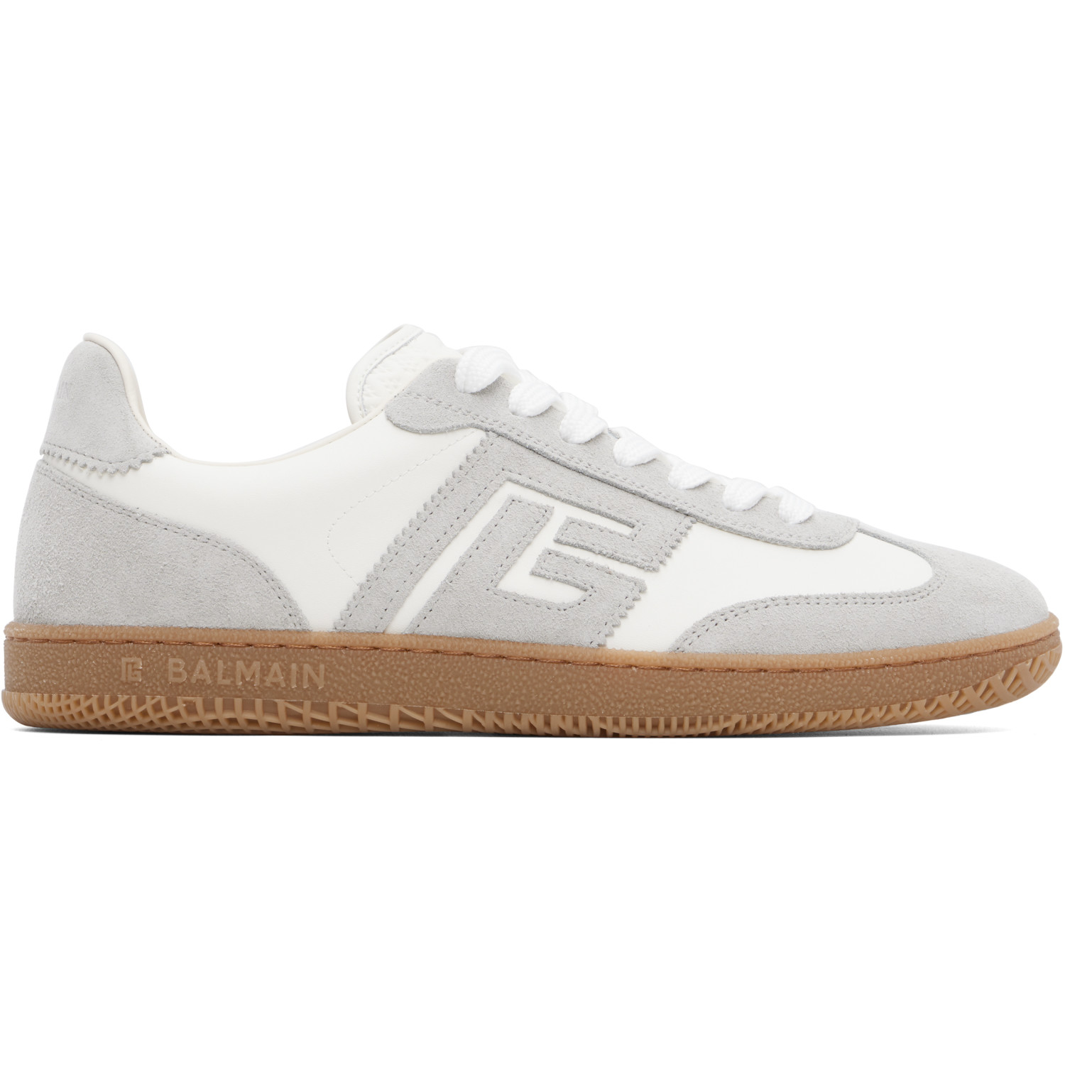 BALMAIN Gray & White 'Balmain Swan' Suede Sneakers
