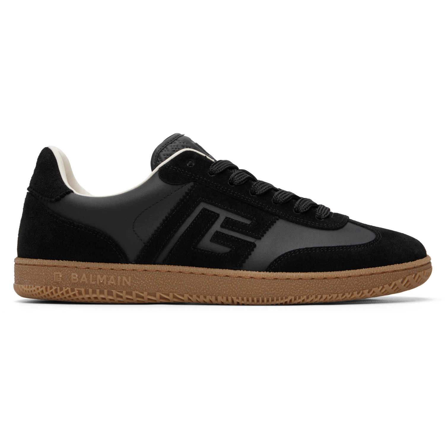 BALMAIN Black Suede & Smooth Leather 'Balmain Swan' Sneakers