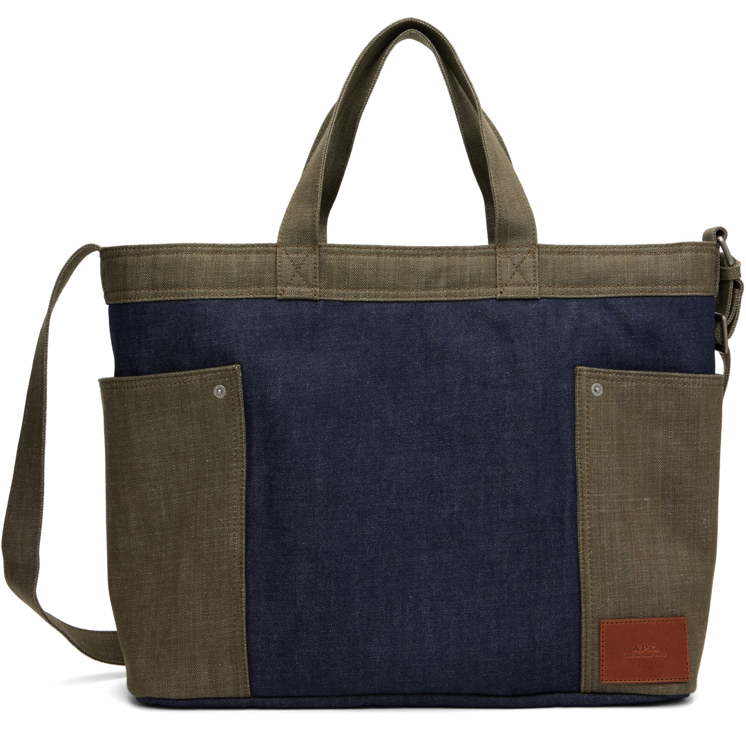 A.P.C. Blue & Khaki Jardin Tote
