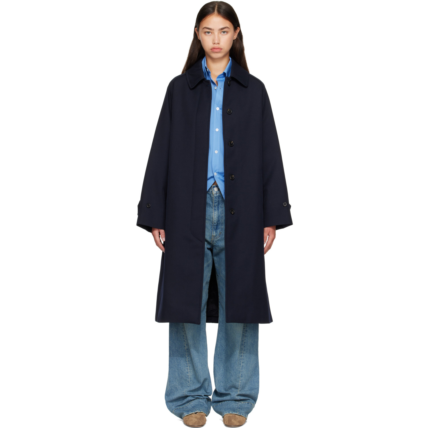 A.P.C. Navy Water-Repellent Wool Coat